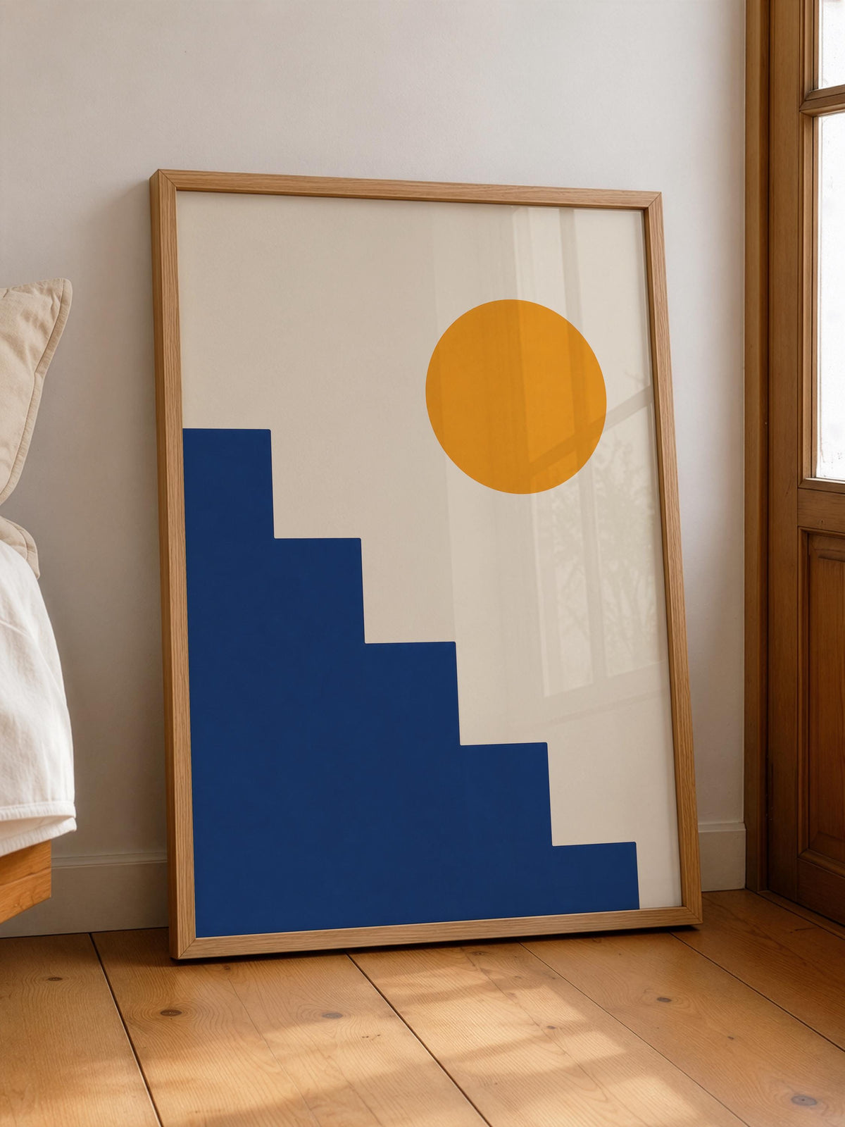Ascend Abstract Steps Print | Mediterranean Geometric Landscape Wall Art | Framed or Unframed