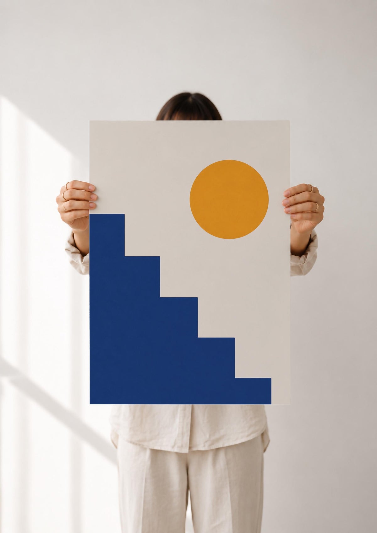 Ascend Abstract Steps Print | Mediterranean Geometric Landscape Wall Art | Framed or Unframed