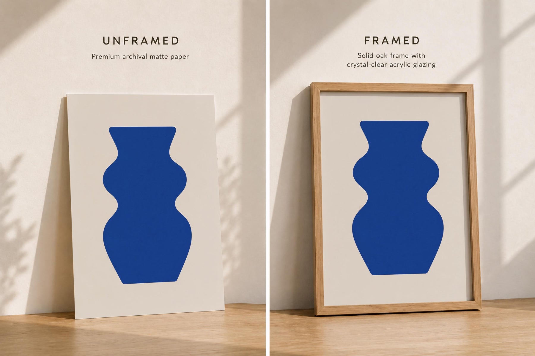 Contour Blue Vase Print | Abstract Minimalist Wall Art, Organic Home Decor | Framed or Unframed