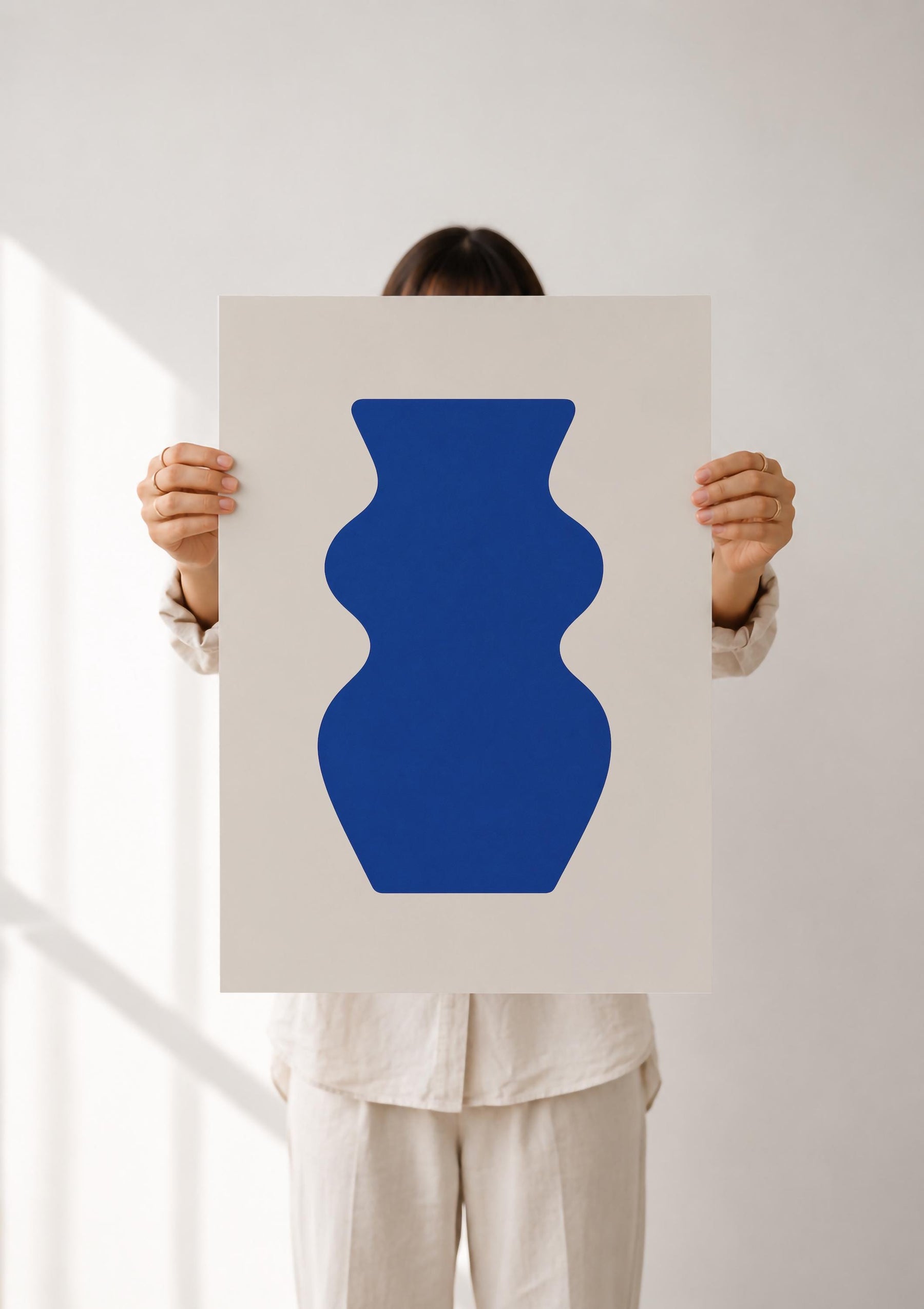 Contour Blue Vase Print | Abstract Minimalist Wall Art, Organic Home Decor | Framed or Unframed
