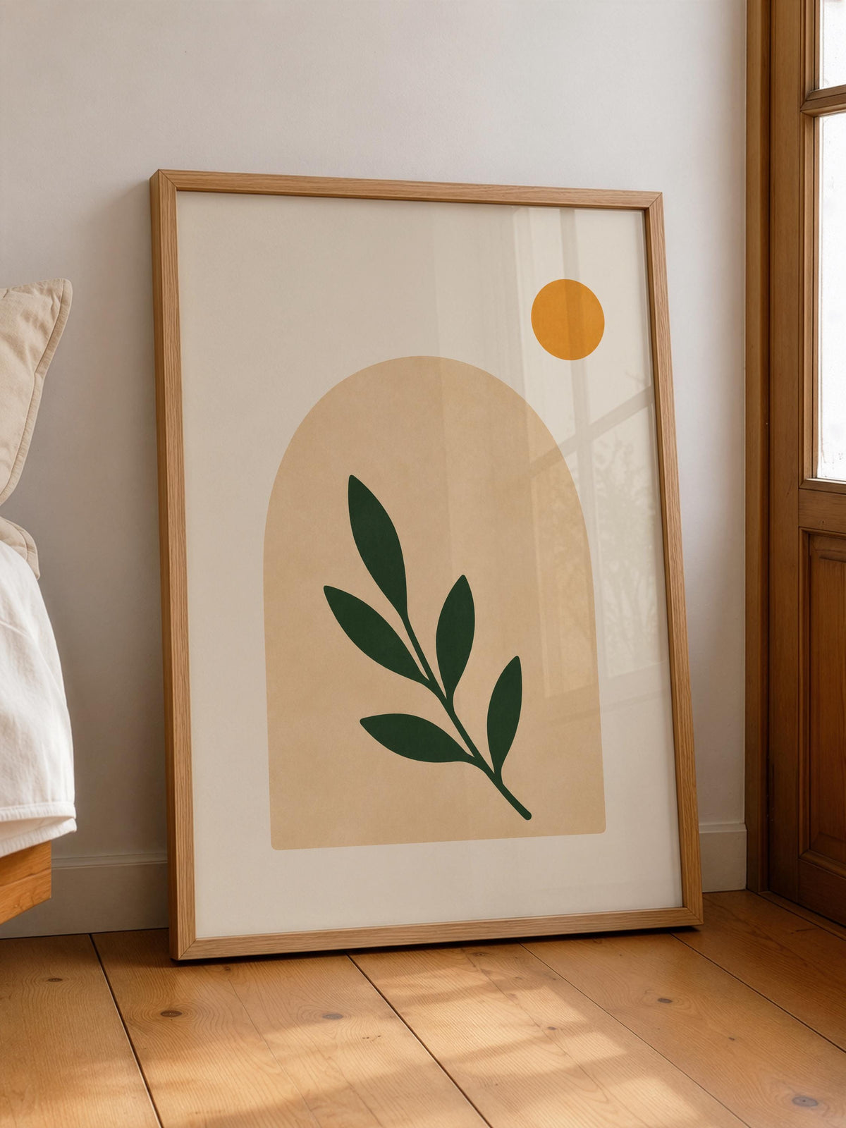Arco Abstract Archway Botanical Print | Minimalist Leaf Wall Art, Scandinavian Poster | Framed or Unframed