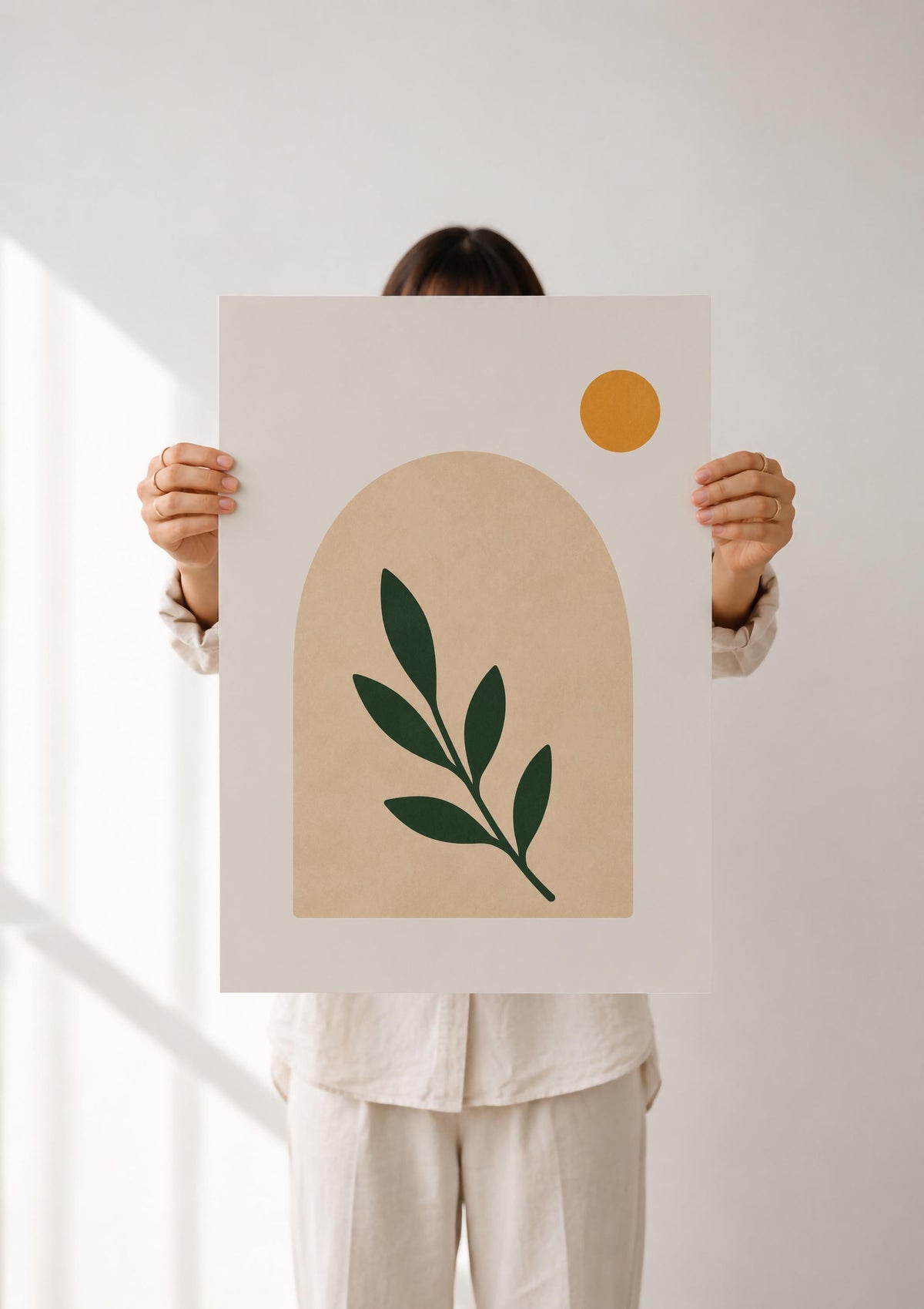 Arco Abstract Archway Botanical Print | Minimalist Leaf Wall Art, Scandinavian Poster | Framed or Unframed