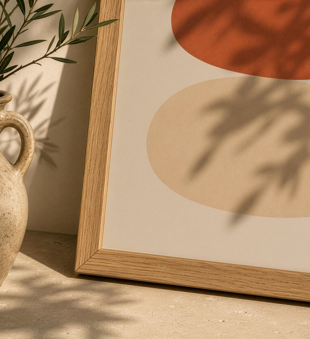Balance Abstract Stacked Stones Print | Terracotta Olive Minimalist Wall Art | Framed or Unframed