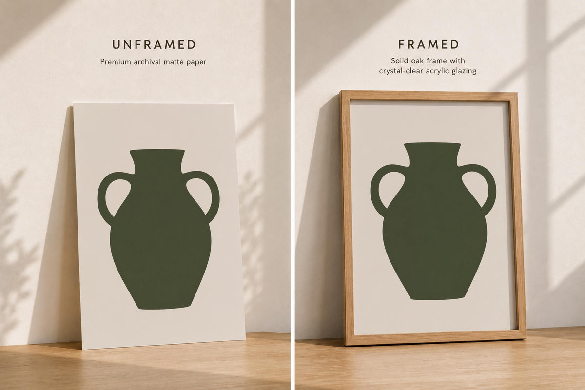 Vessel Amphora Vase Print | Abstract Mediterranean Wall Art | Framed or Unframed