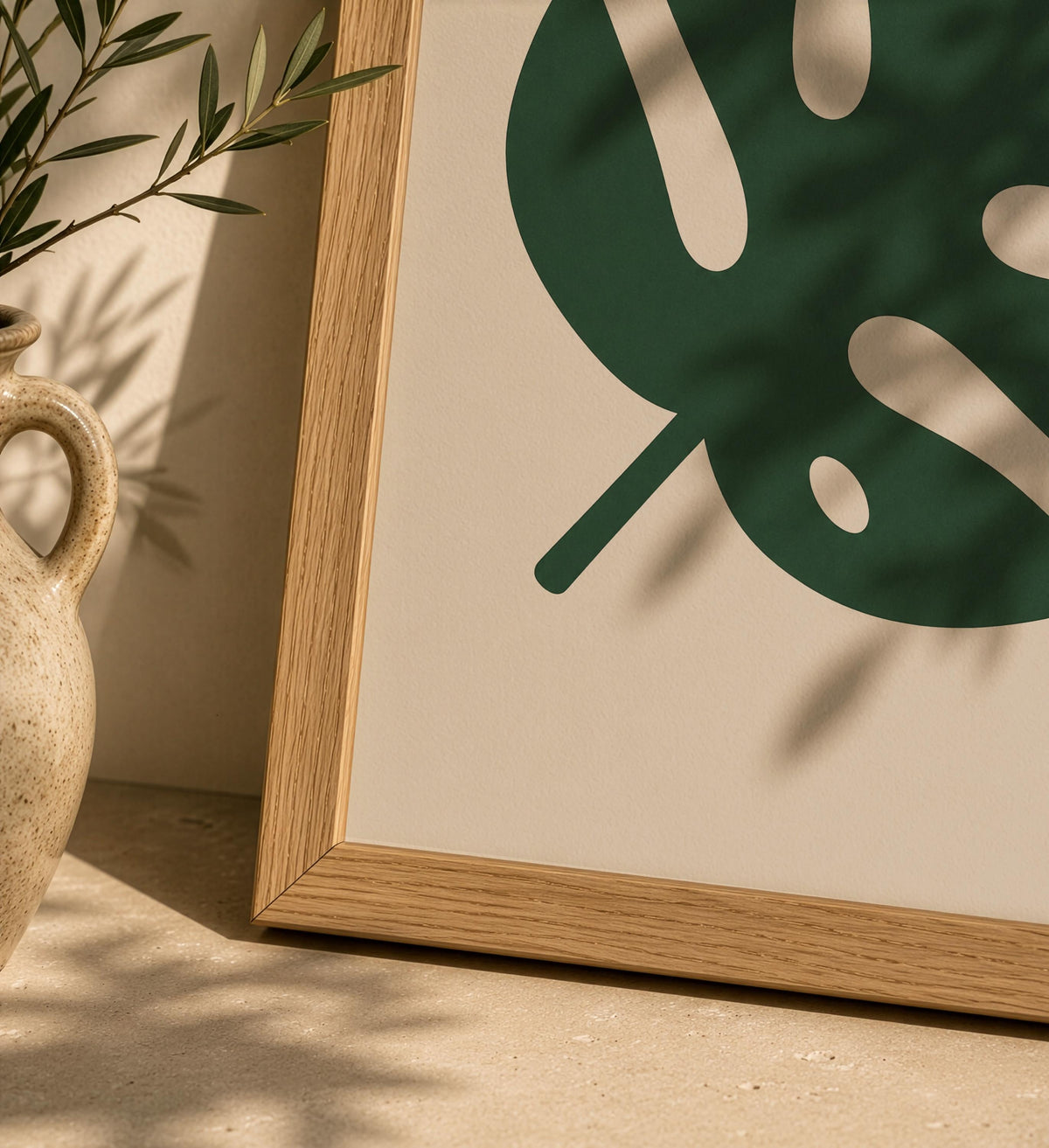 Canopy Green Monstera Leaf Print | Tropical Botanical Wall Art, Minimalist Poster | Framed or Unframed