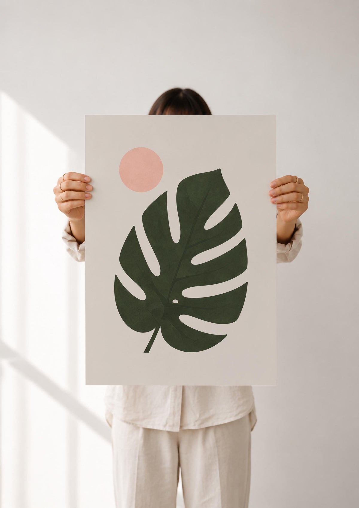 Ombré Monstera Leaf Print | Botanical Wall Art, Organic Modern Decor | Framed or Unframed