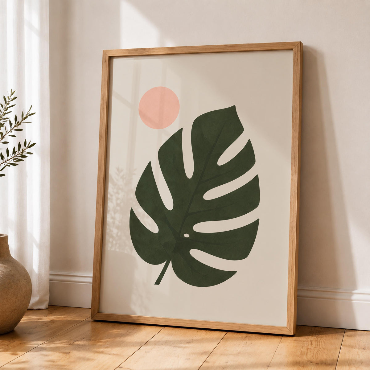 Ombré Monstera Leaf Print | Botanical Wall Art, Organic Modern Decor | Framed or Unframed