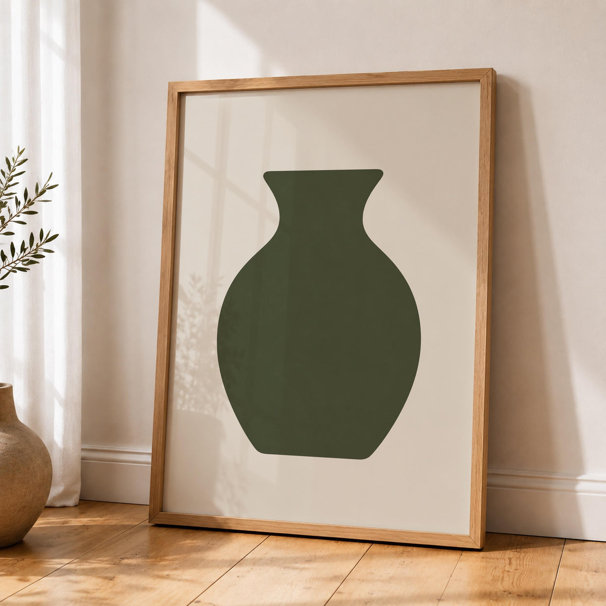 Forma Green Vase Print | Minimalist Abstract Contemporary Wall Art | Framed or Unframed