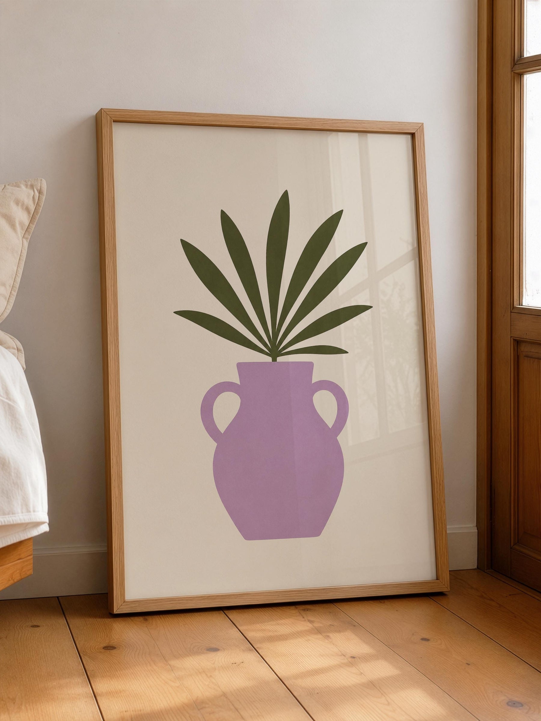 Palmera Palm Frond Vase Print | Modern Botanical Wall Art | Framed or Unframed