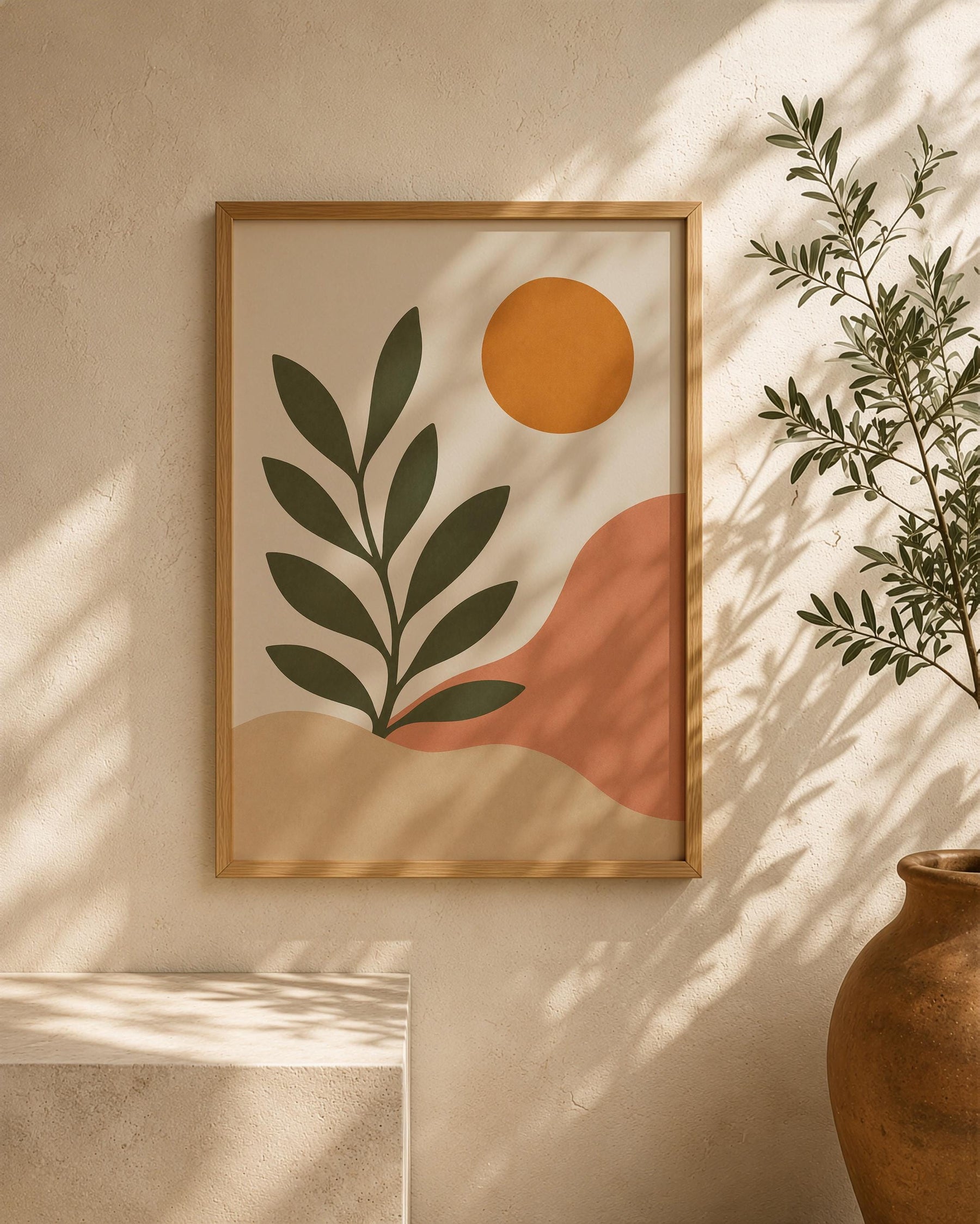 Sierra Botanical Print | Minimalist Desert Hills Wall Art, Neutral Room Decor | Framed or Unframed