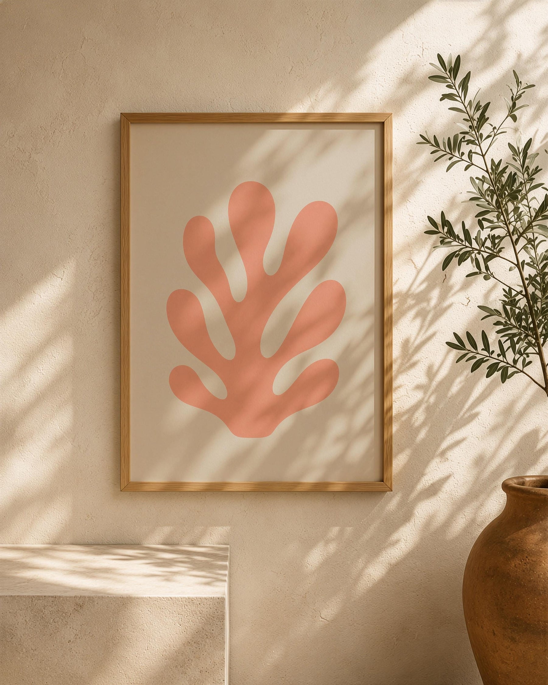 Cala Pink Coral Print | Minimalist Coastal Botanical Wall Art | Framed or Unframed
