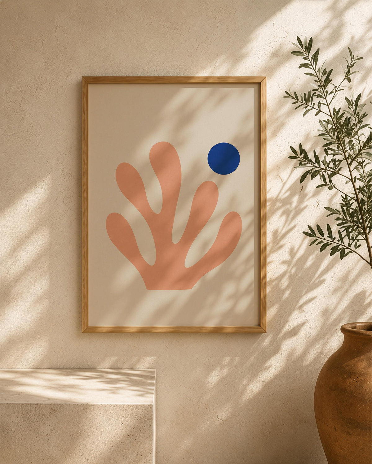 Maris Pink Coral Print | Blue Pearl Coastal Botanical Wall Art | Framed or Unframed