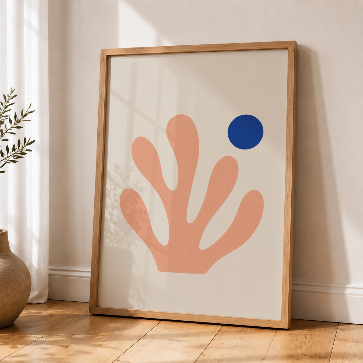 Maris Pink Coral Print | Blue Pearl Coastal Botanical Wall Art | Framed or Unframed