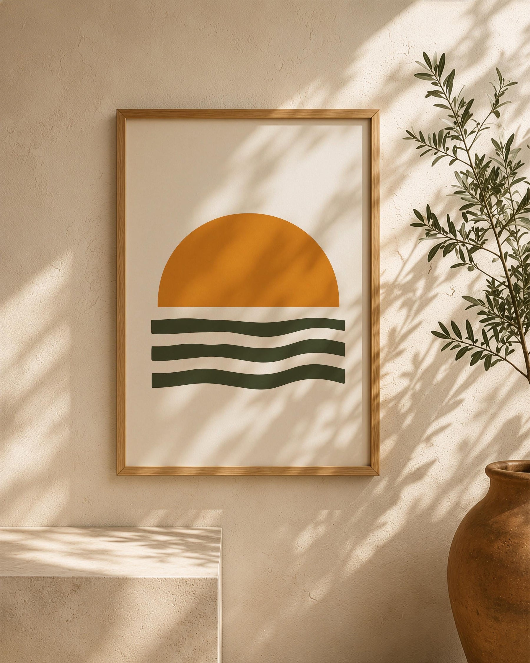 Helios Sunset Sea Print | Minimalist Coastal Abstract Wall Art | Framed or Unframed