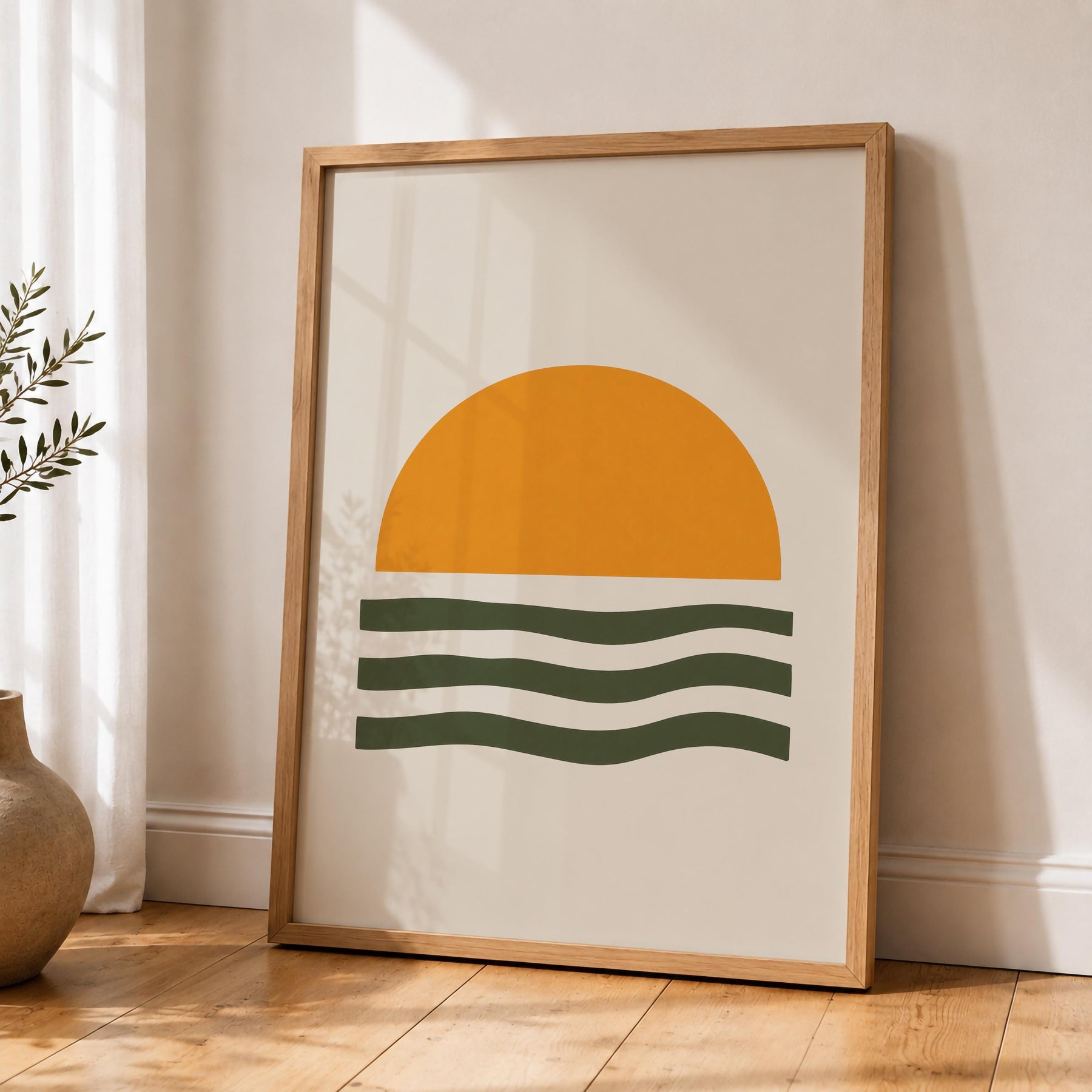 Helios Sunset Sea Print | Minimalist Coastal Abstract Wall Art | Framed or Unframed