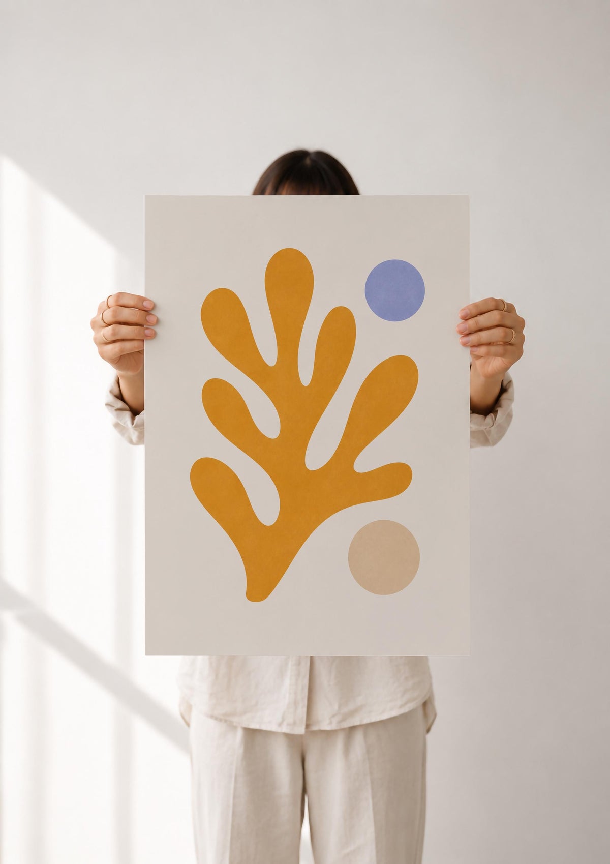 Yellow Coral Abstract Print | Minimalist Coastal Mediterranean Wall Art (Framed or Unframed)