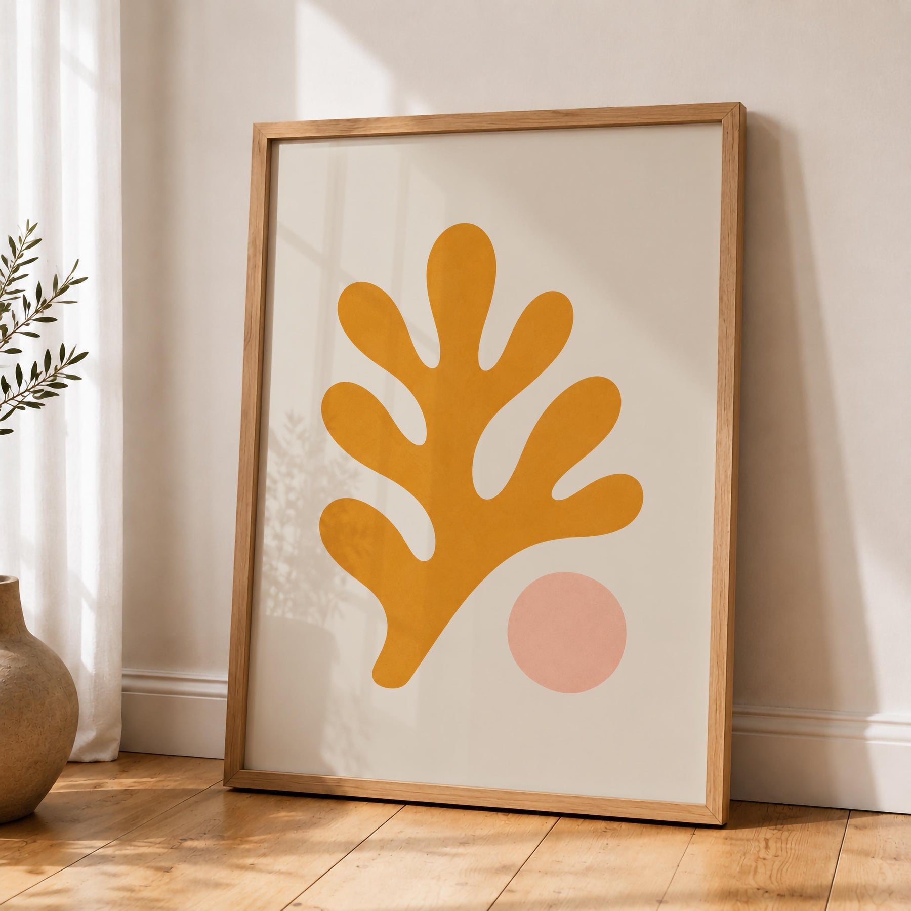 Oro Coral Print | Abstract Botanical Coastal Wall Art (Framed or Unframed)