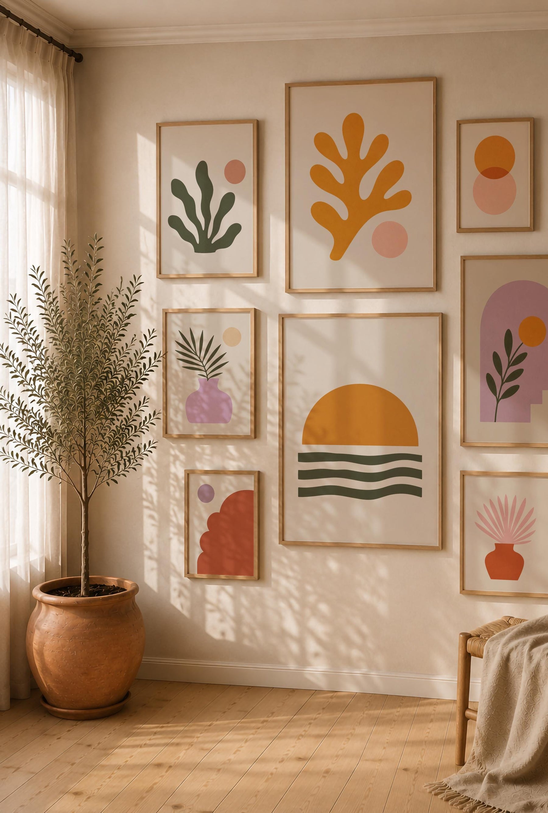 Oro Coral Print | Abstract Botanical Coastal Wall Art (Framed or Unframed)