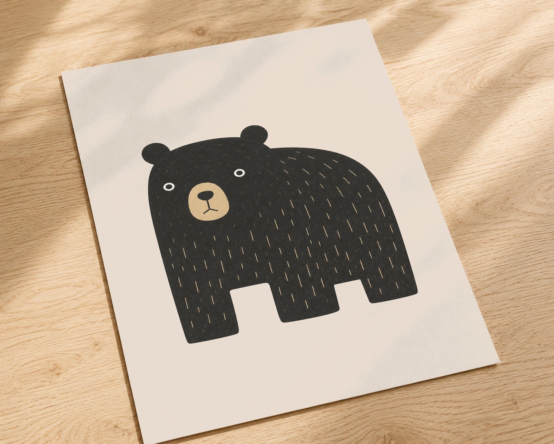 Hand-Painted Bear Wall Art Print | Scandinavian Woodland Nursery Decor | Framed or Unframed
