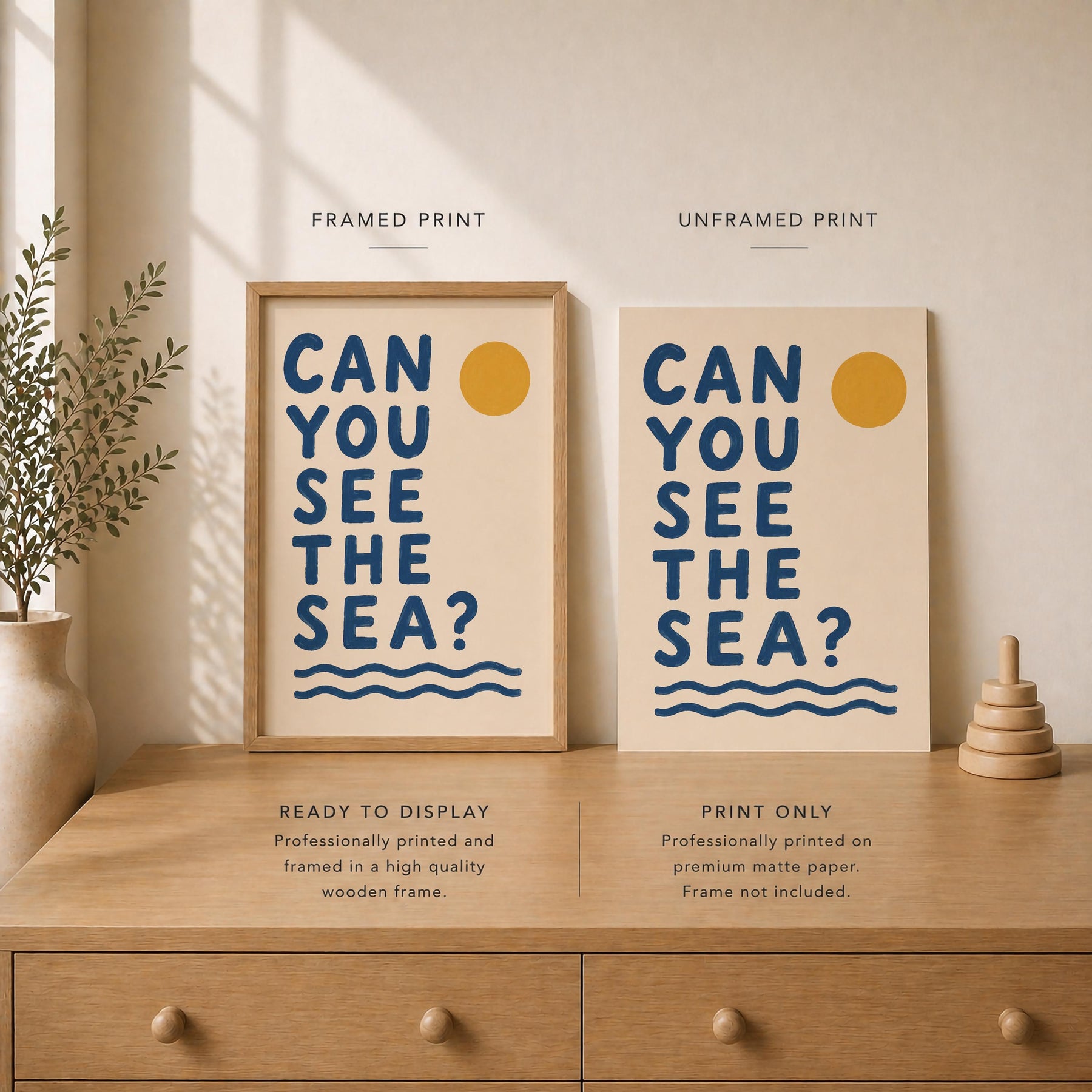 Can You See the Sea Print | Coastal Beach House Typography Wall Art | Framed or Unframed