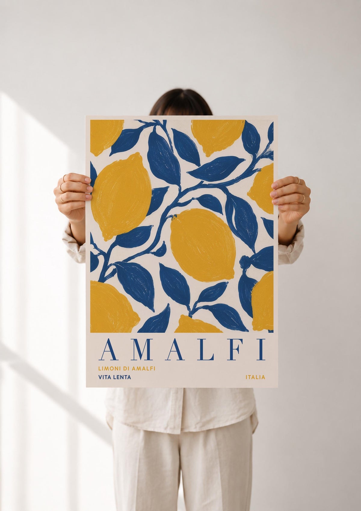 Amalfi Coast Lemon Print | Hand-Painted Italian Travel Poster Wall Art | Framed or Unframed