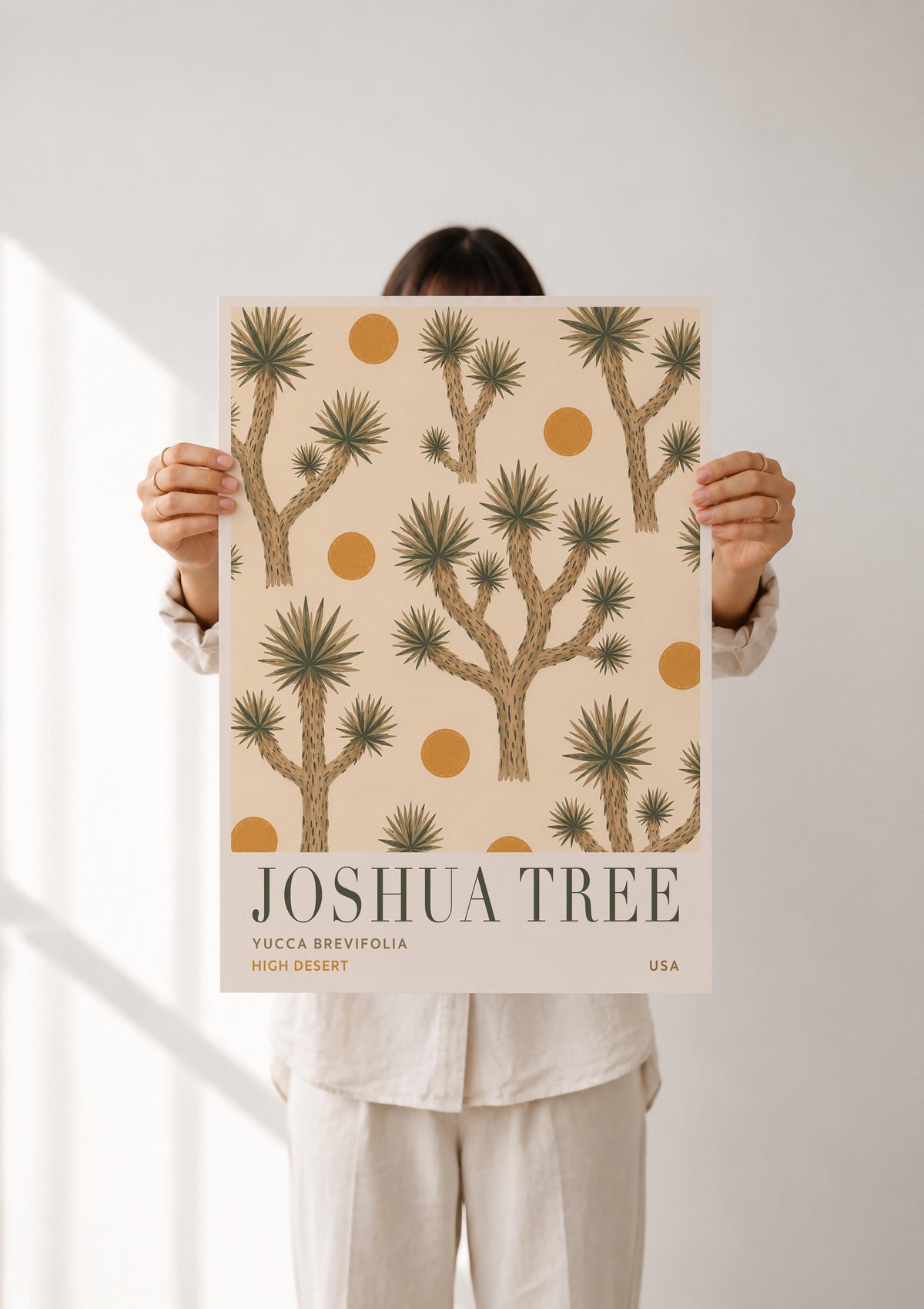 Joshua Tree Print | Desert Modern Wall Art, California Travel Poster | Framed or Unframed