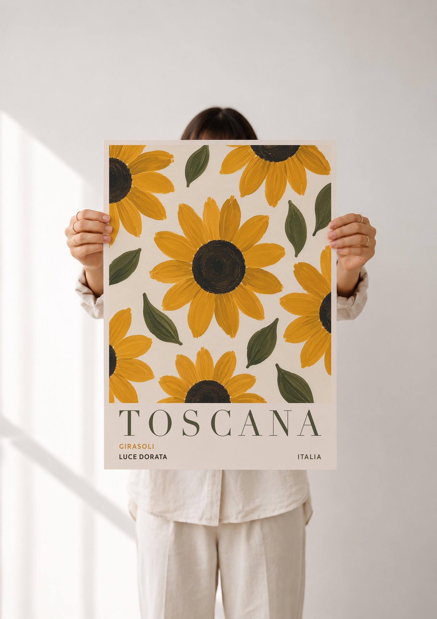 Tuscany Sunflower Print | Hand-Painted Italian Countryside Wall Art | Framed or Unframed