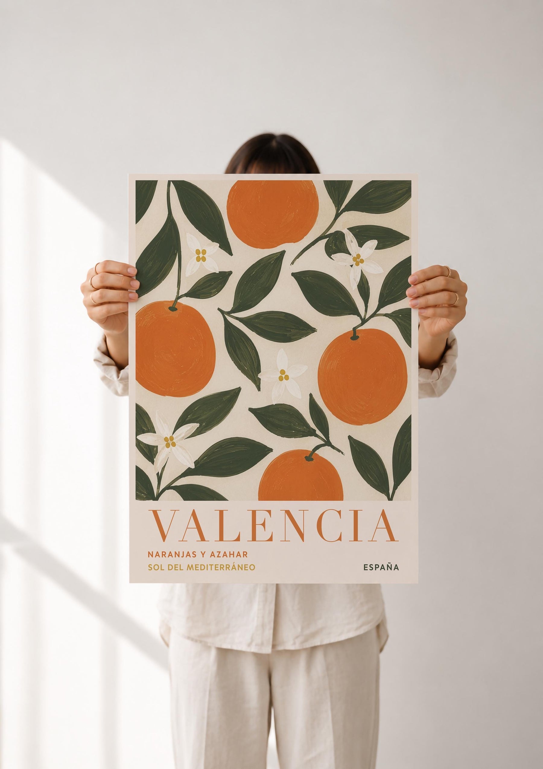 Valencia Orange Print | Hand-Painted Citrus Wall Art, Mediterranean Travel Poster | Framed or Unframed