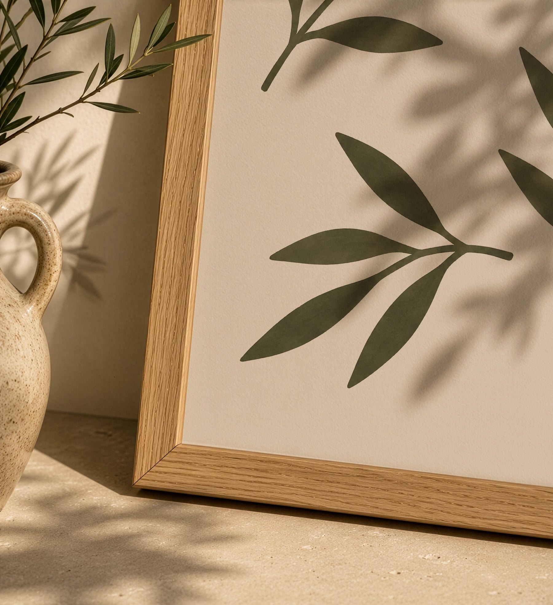 Oasis Olive Branch Print | Hand-Painted Botanical Art, Mediterranean Wall Decor | Framed or Unframed