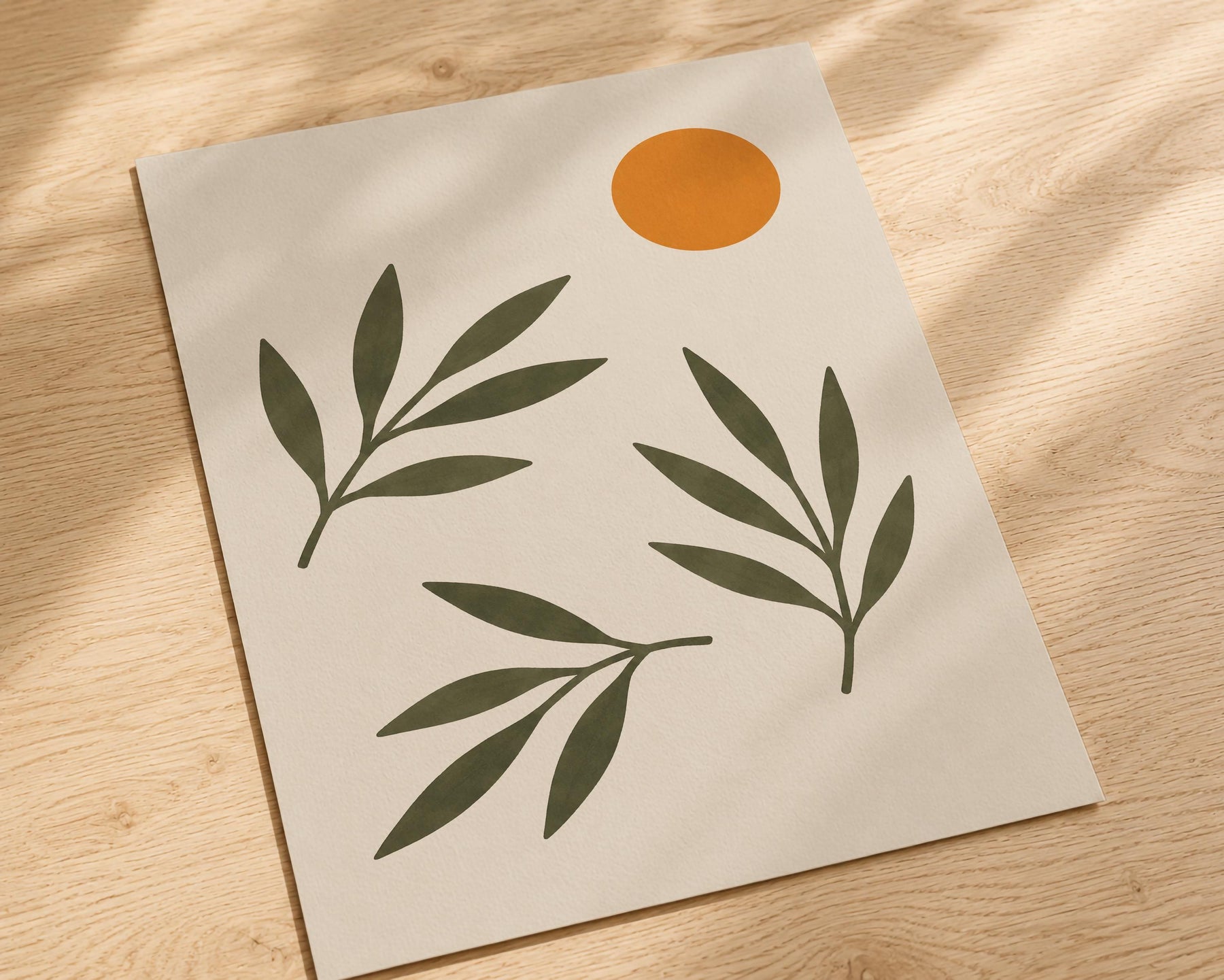 Oasis Olive Branch Print | Hand-Painted Botanical Art, Mediterranean Wall Decor | Framed or Unframed
