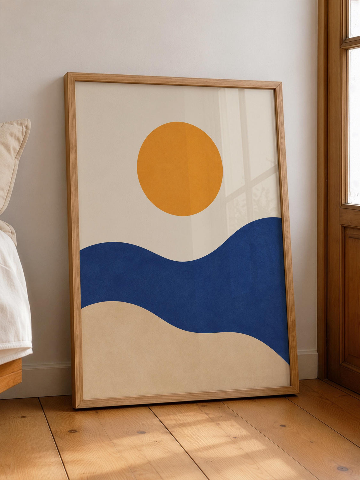 Coastal Dunes Abstract Art Print | Minimalist Mediterranean Sun Sea Wall Decor | Framed or Unframed