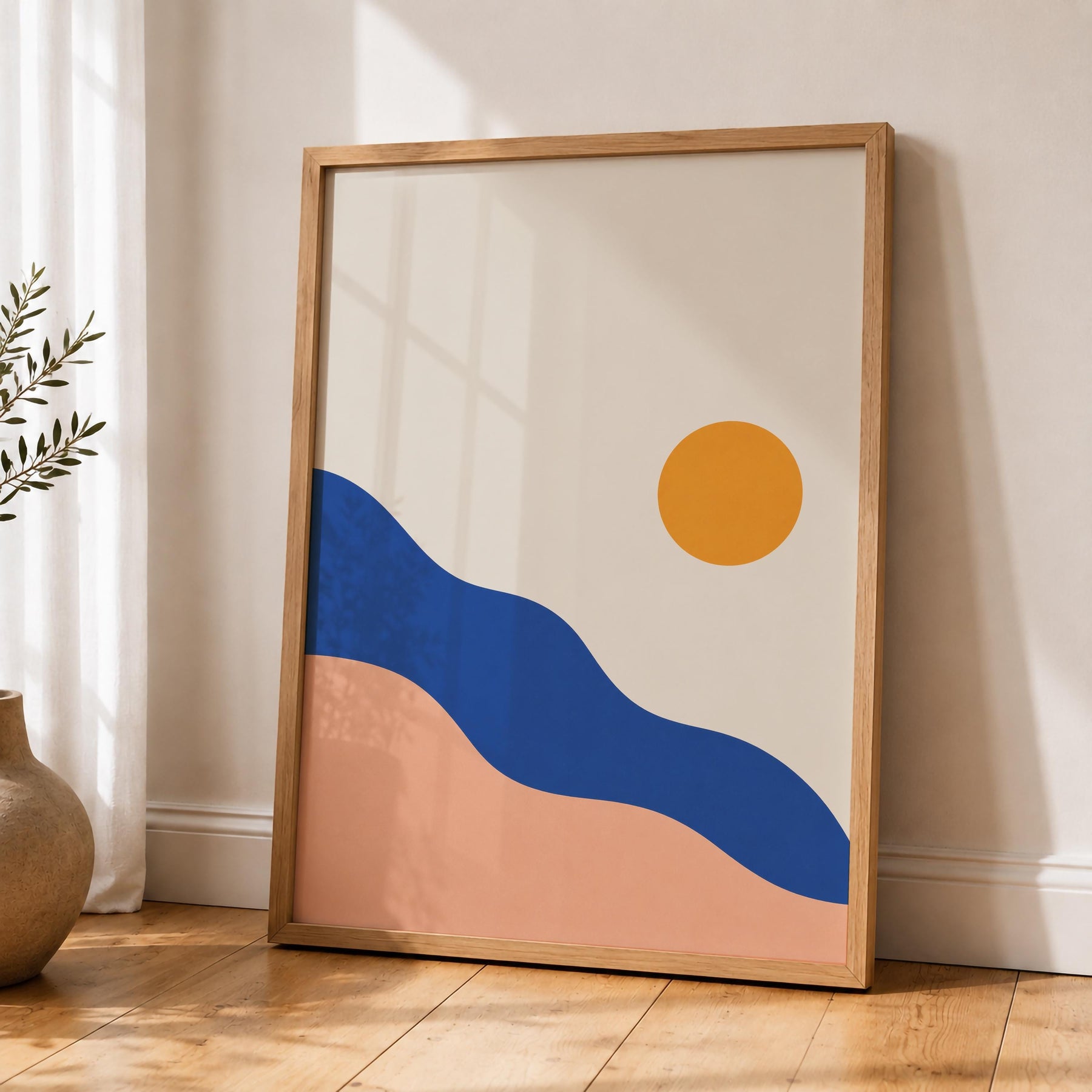 Solstice Abstract Landscape Print | Minimalist Sun Wall Art, Mediterranean Decor | Framed or Unframed
