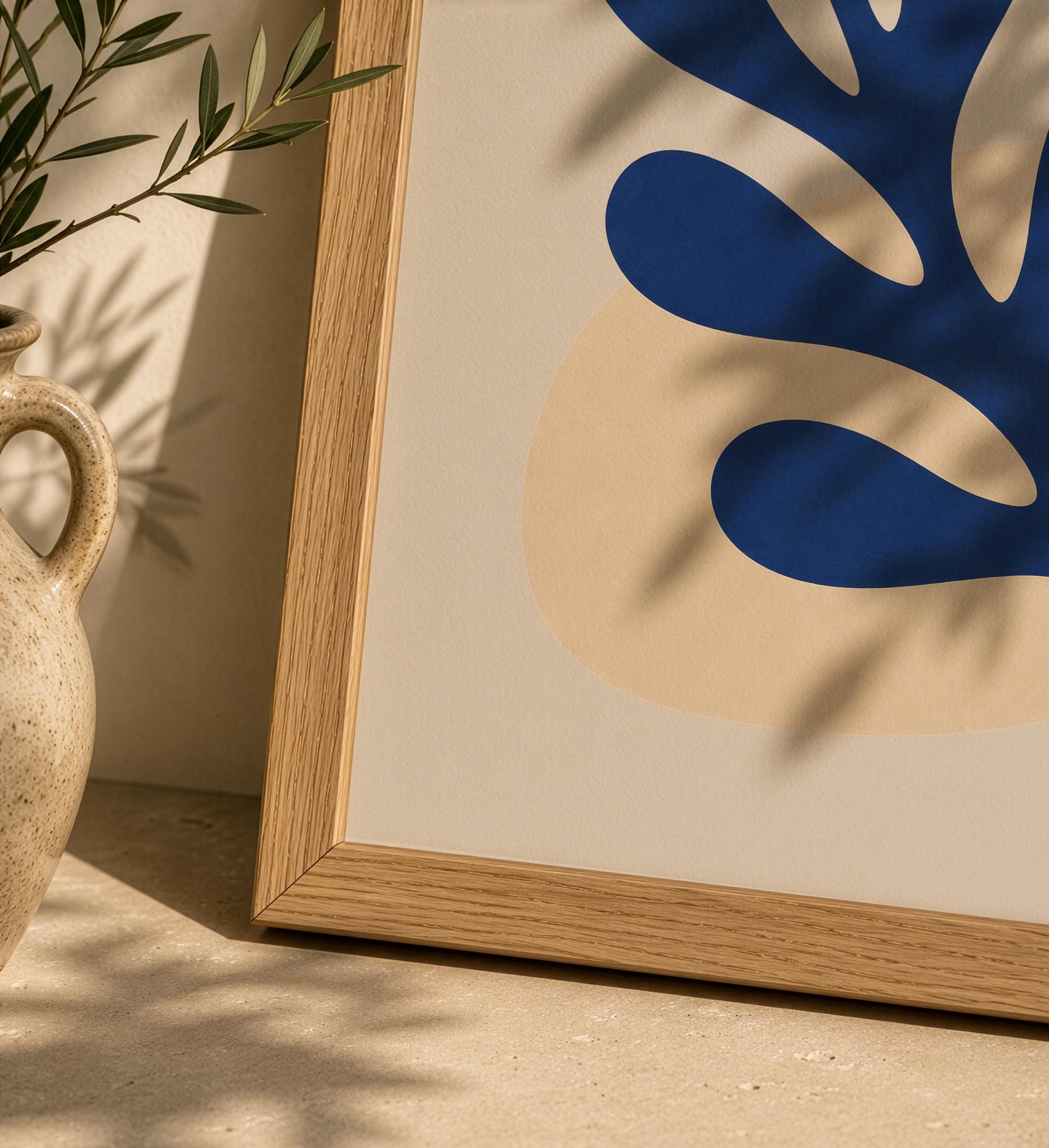 Folia Abstract Botanical Print | Cobalt Blue, Scandinavian Decor | Framed or Unframed