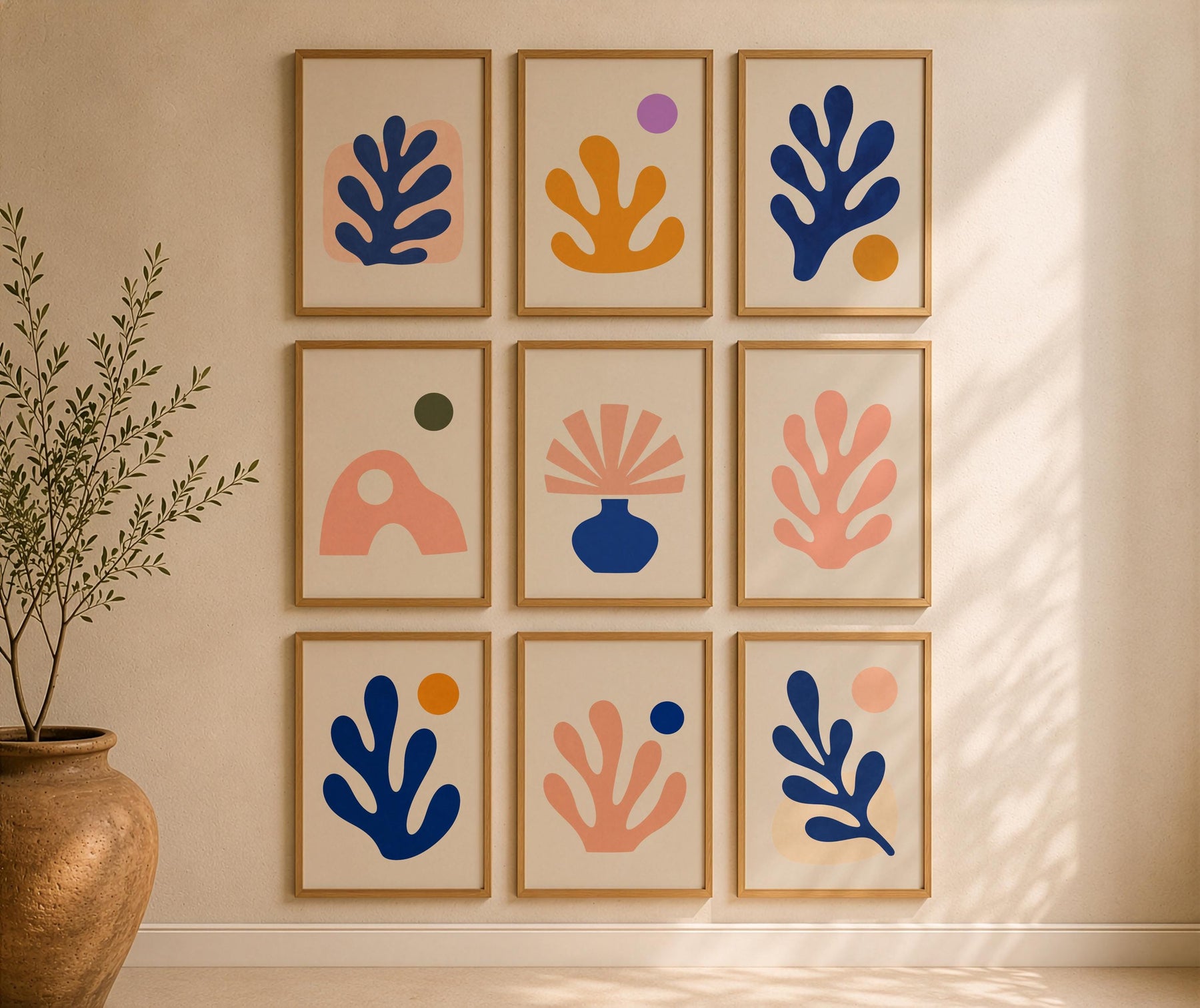 Folia Abstract Botanical Print | Cobalt Blue, Scandinavian Decor | Framed or Unframed
