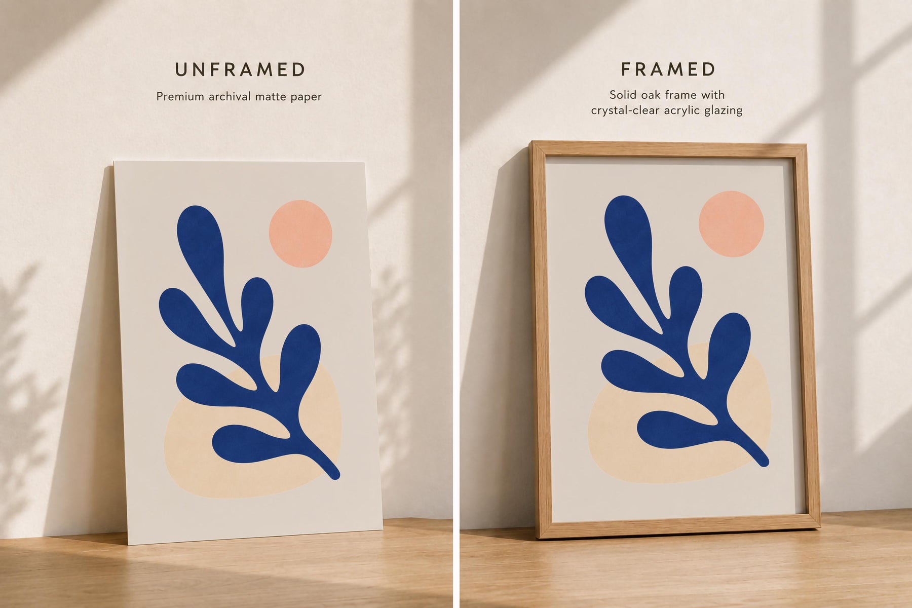 Folia Abstract Botanical Print | Cobalt Blue, Scandinavian Decor | Framed or Unframed