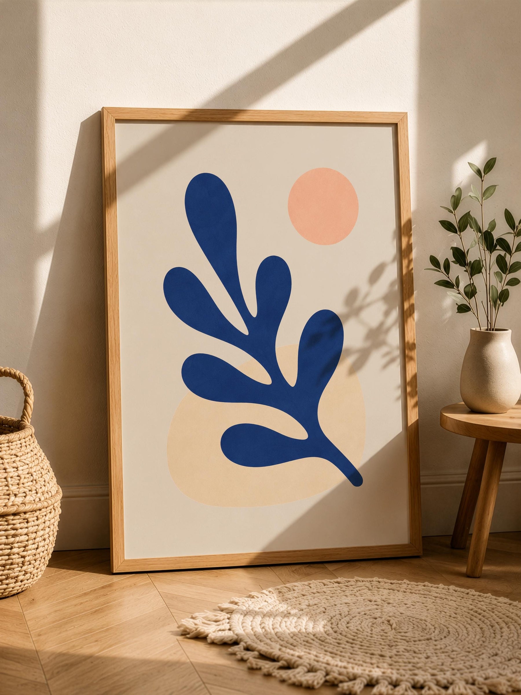 Folia Abstract Botanical Print | Cobalt Blue, Scandinavian Decor | Framed or Unframed
