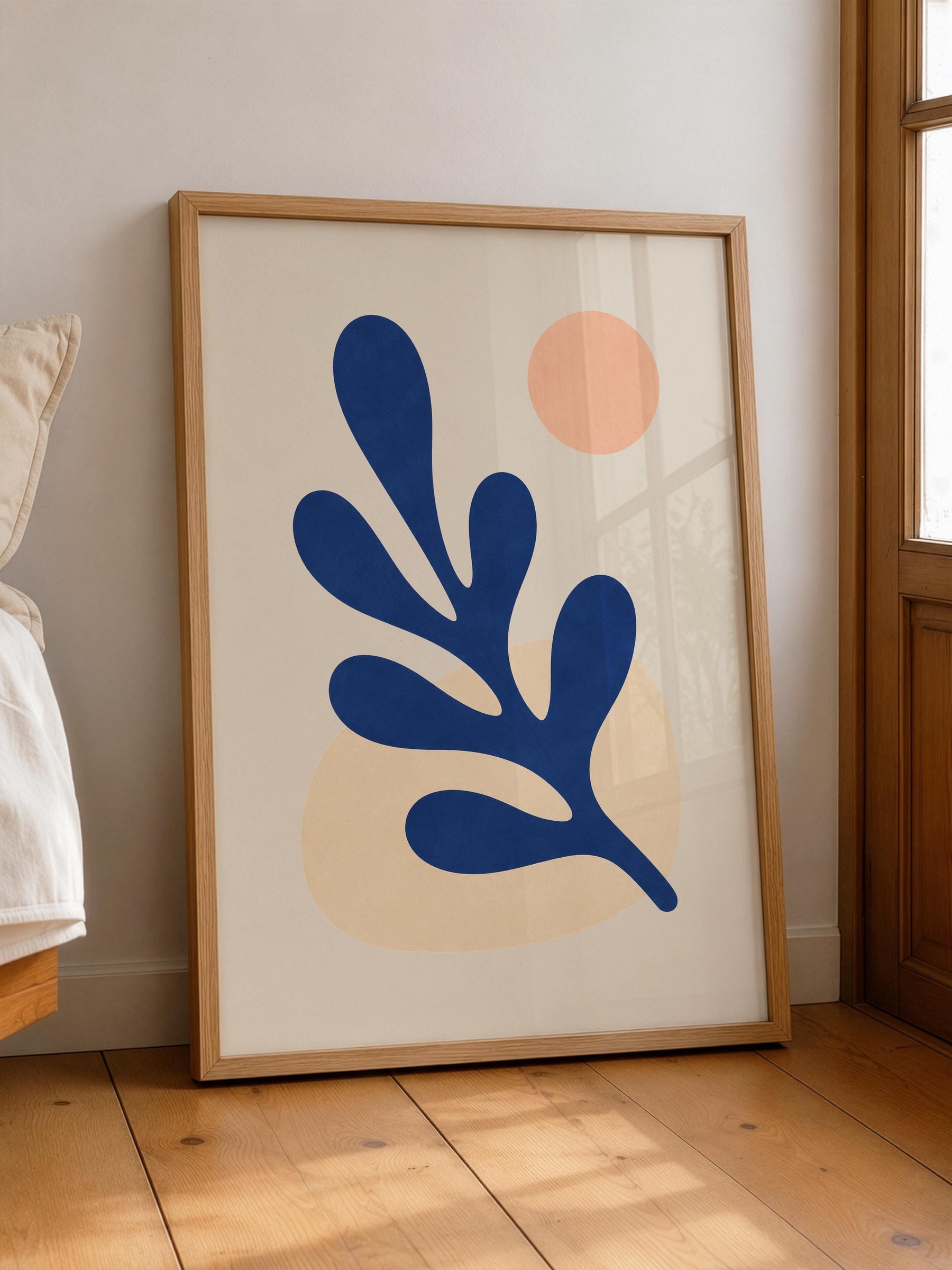 Folia Abstract Botanical Print | Cobalt Blue, Scandinavian Decor | Framed or Unframed