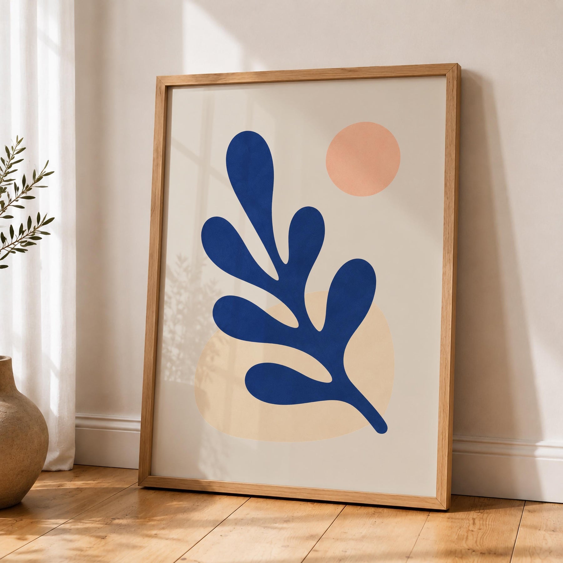 Folia Abstract Botanical Print | Cobalt Blue, Scandinavian Decor | Framed or Unframed