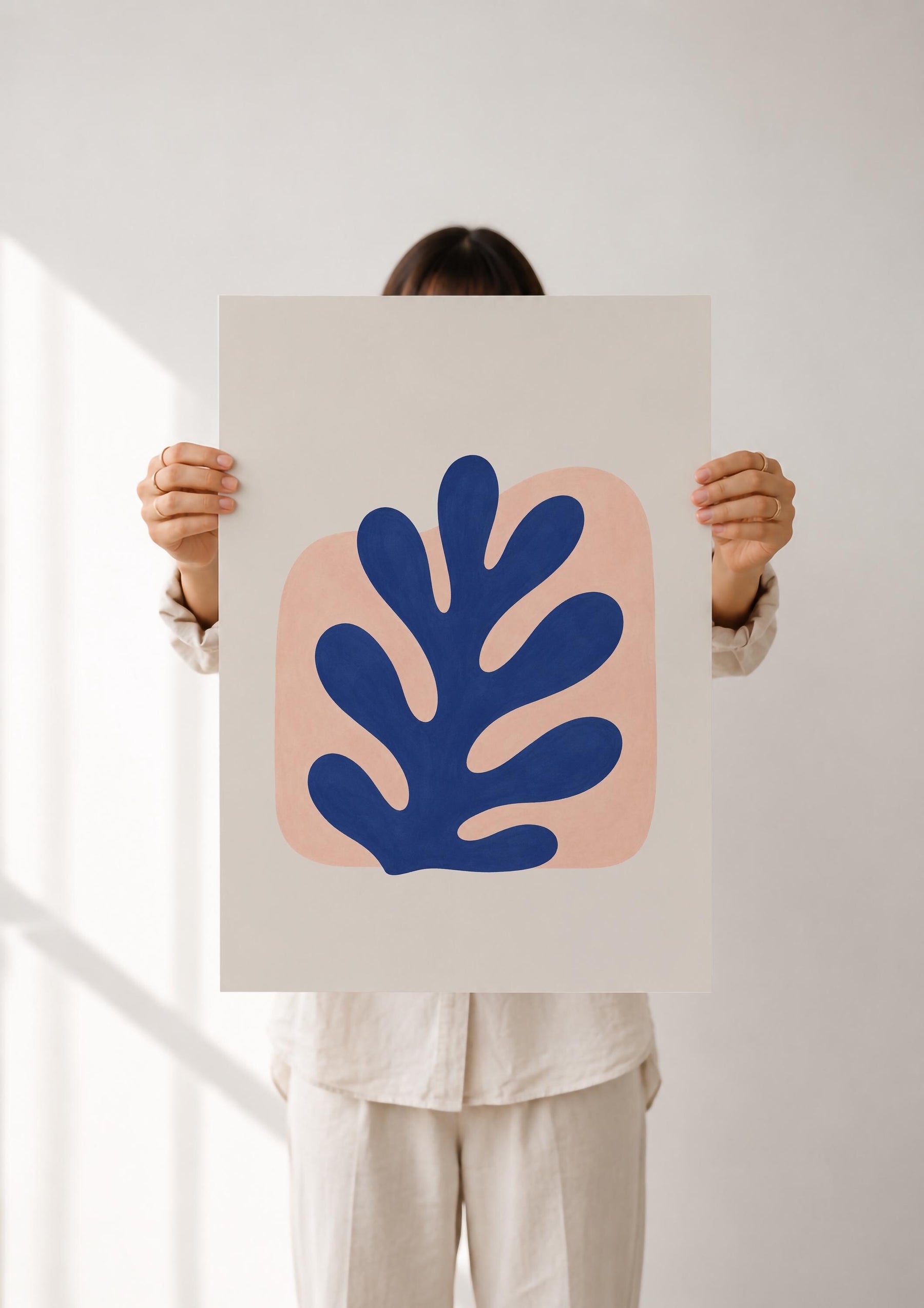 Reef Blue Abstract Botanical Print | Coastal Modern Mediterranean Organic Shape Art | Framed or Unframed