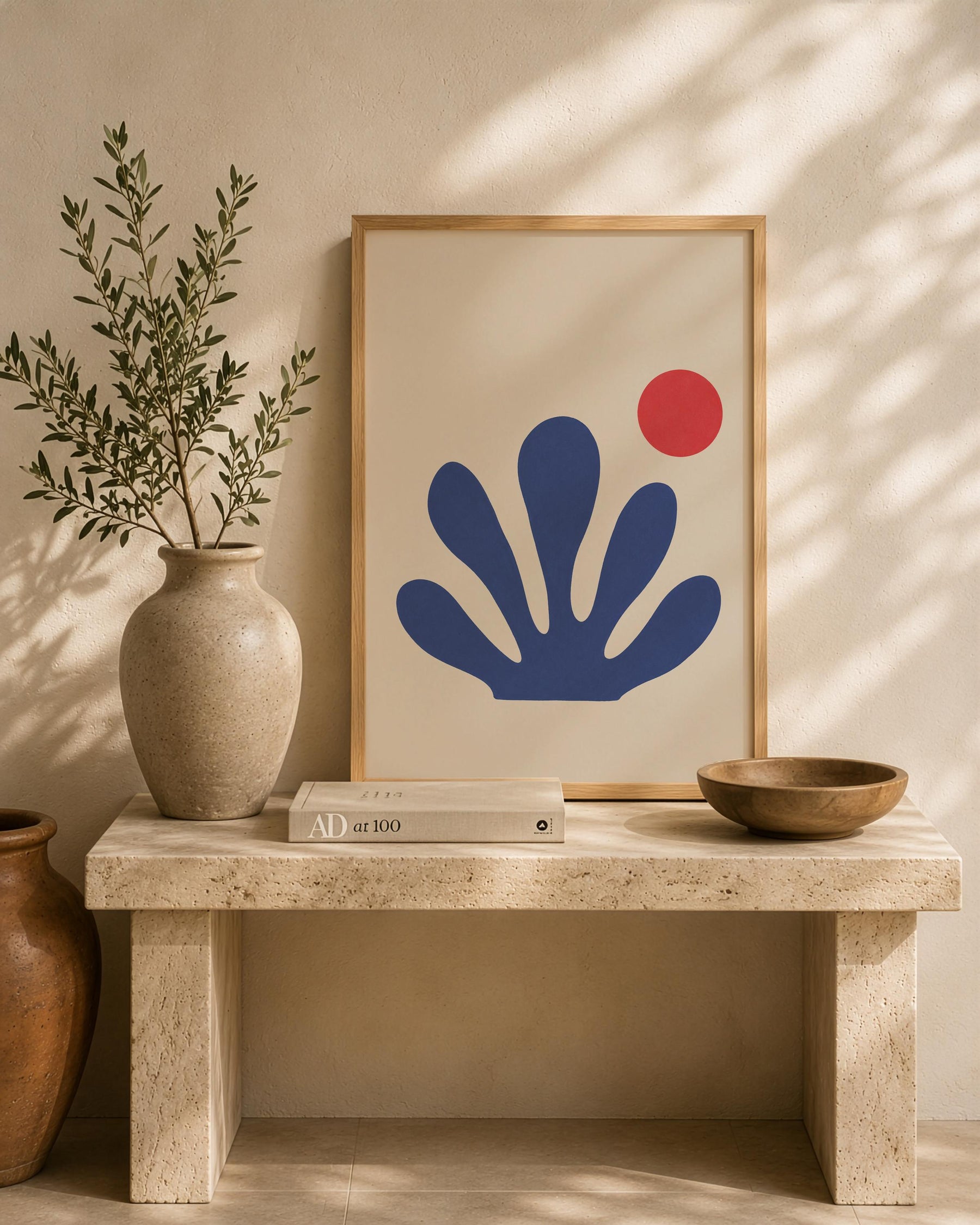 Sway Blue Coral Abstract Print | Matisse Inspired Coastal Wall Art | Framed or Unframed
