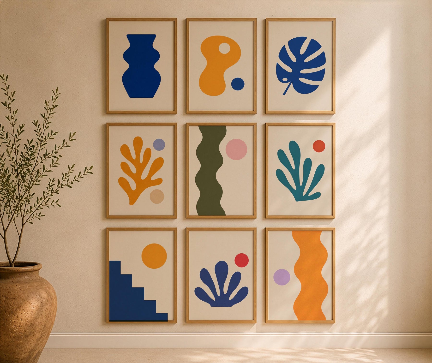 Sway Blue Coral Abstract Print | Matisse Inspired Coastal Wall Art | Framed or Unframed