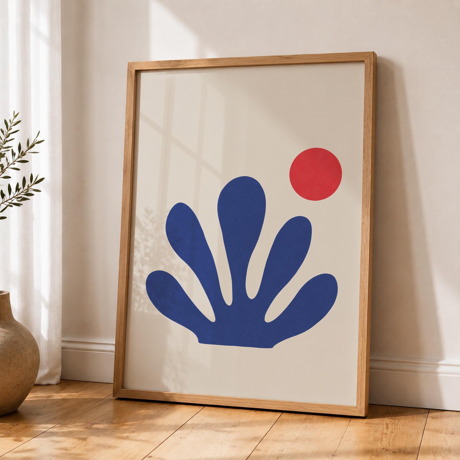 Sway Blue Coral Abstract Print | Matisse Inspired Coastal Wall Art | Framed or Unframed