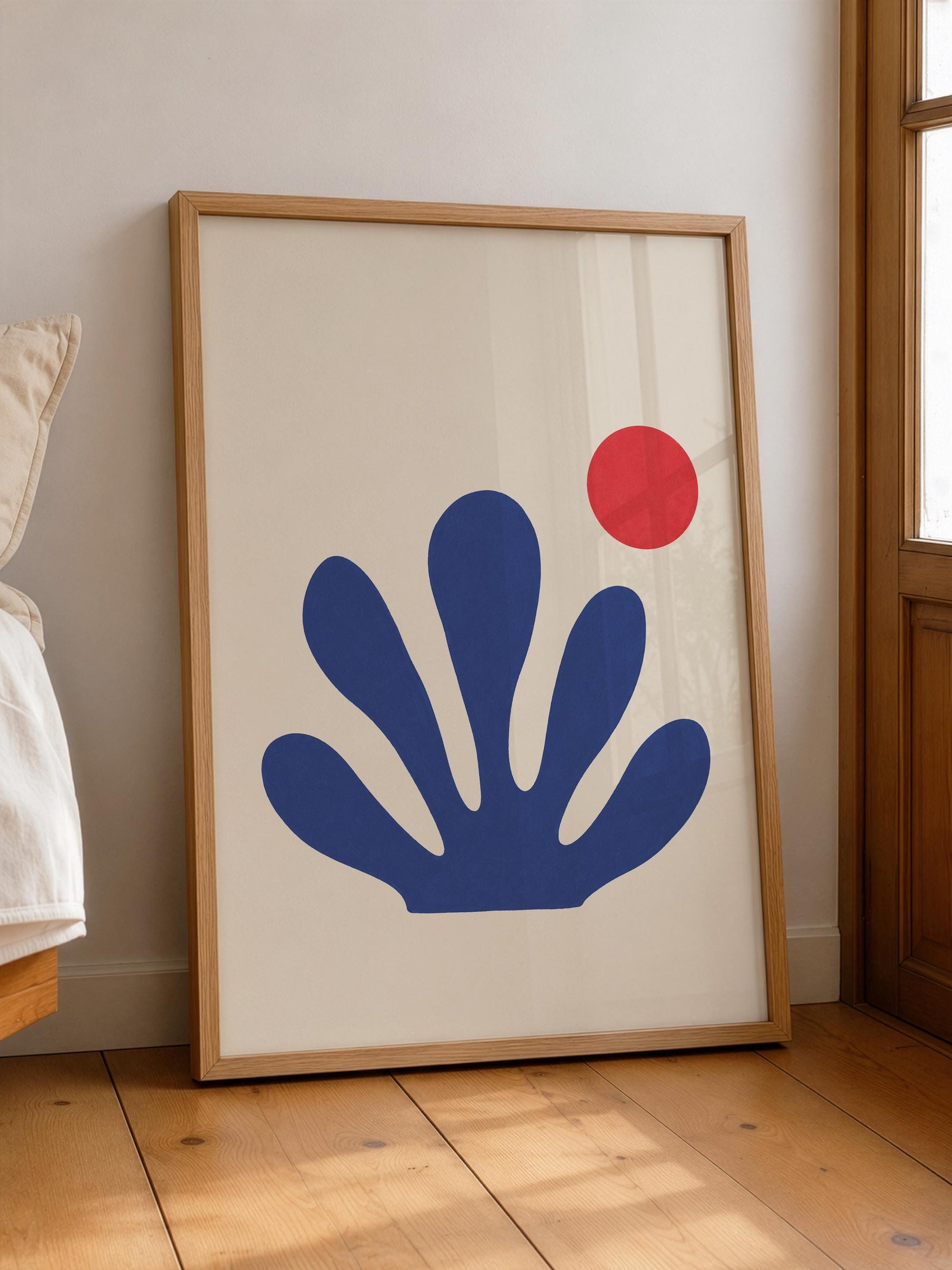 Sway Blue Coral Abstract Print | Matisse Inspired Coastal Wall Art | Framed or Unframed