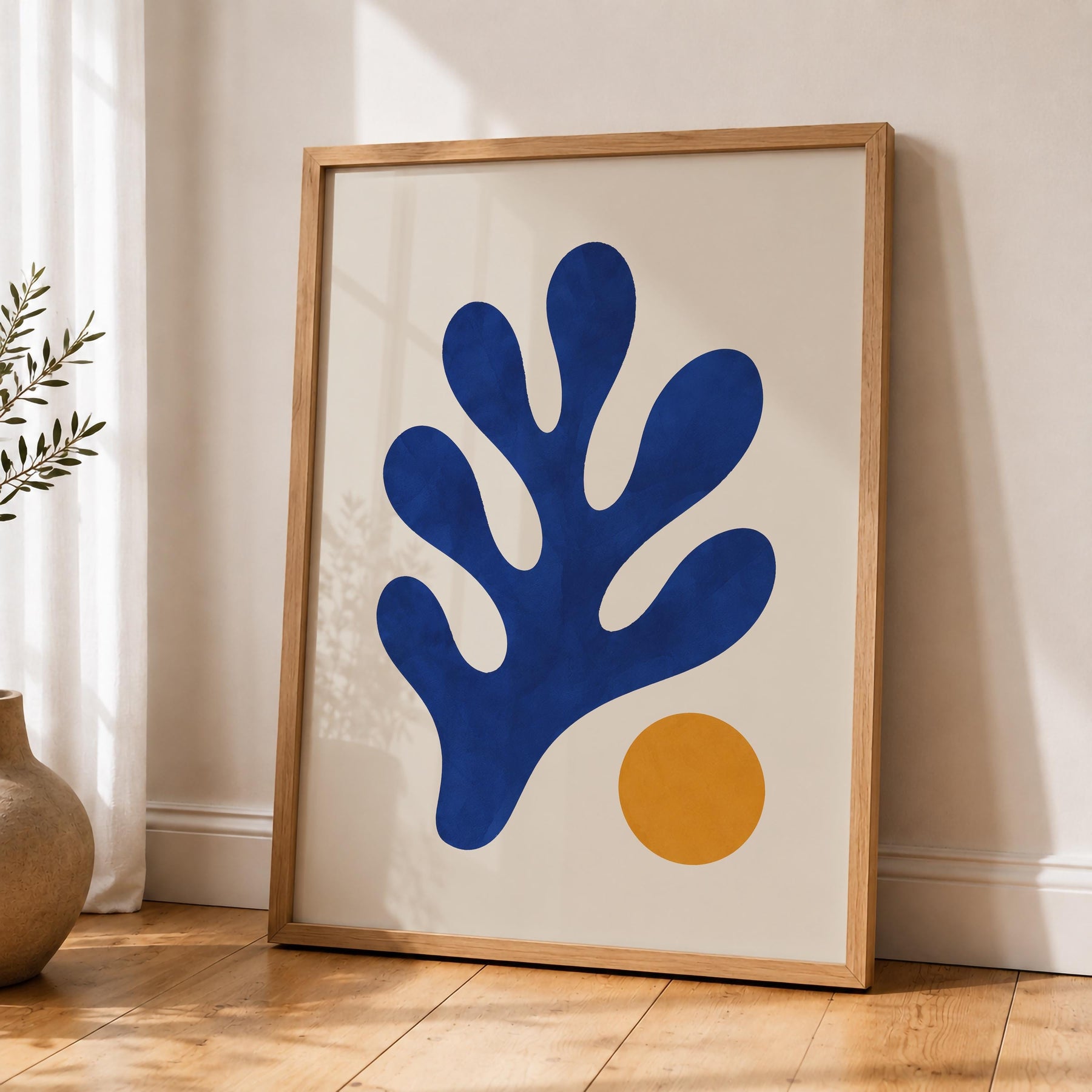 Tide Abstract Blue Coral Print | Matisse Inspired Coastal Wall Art | Framed or Unframed