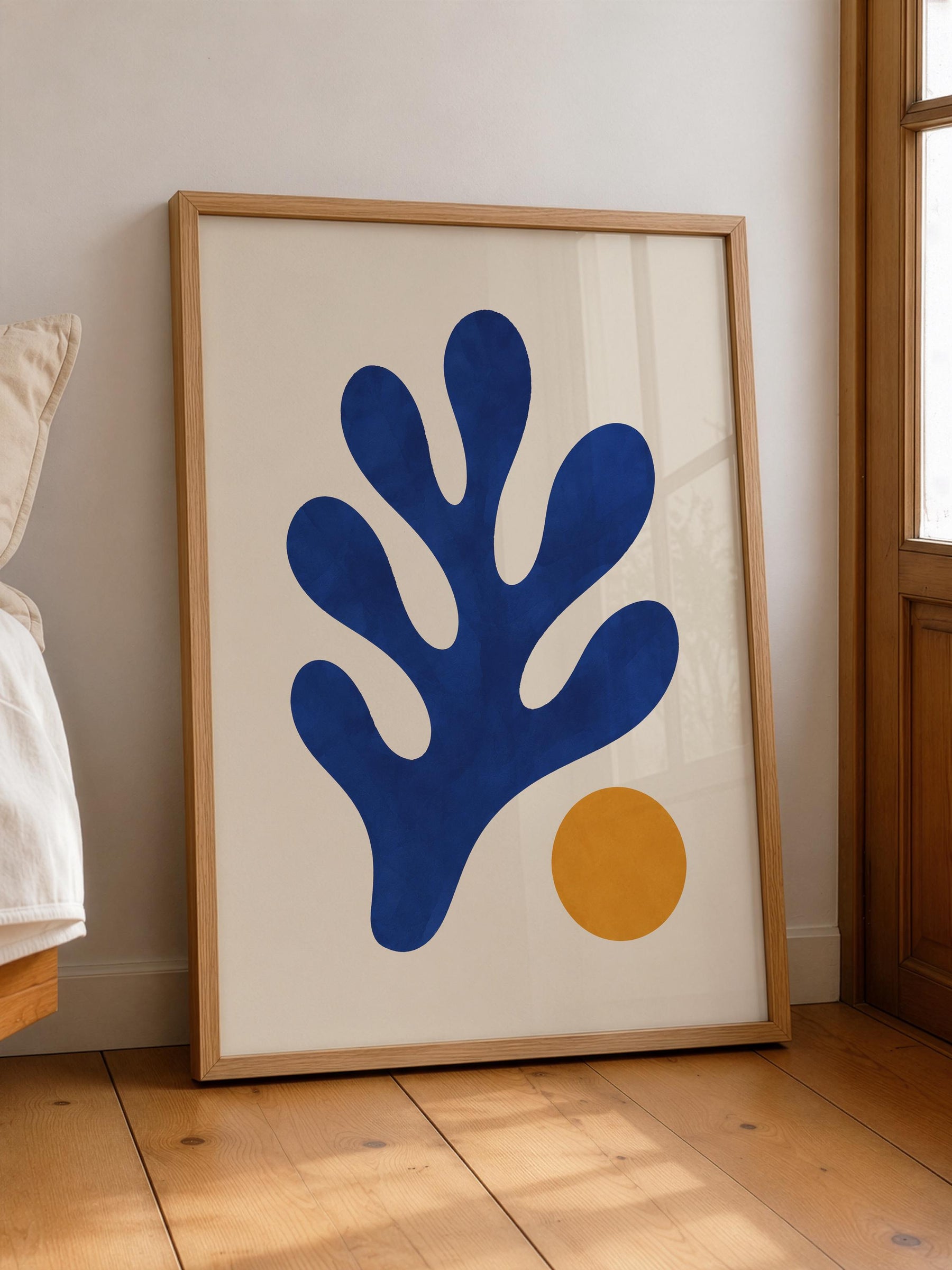 Tide Abstract Blue Coral Print | Matisse Inspired Coastal Wall Art | Framed or Unframed