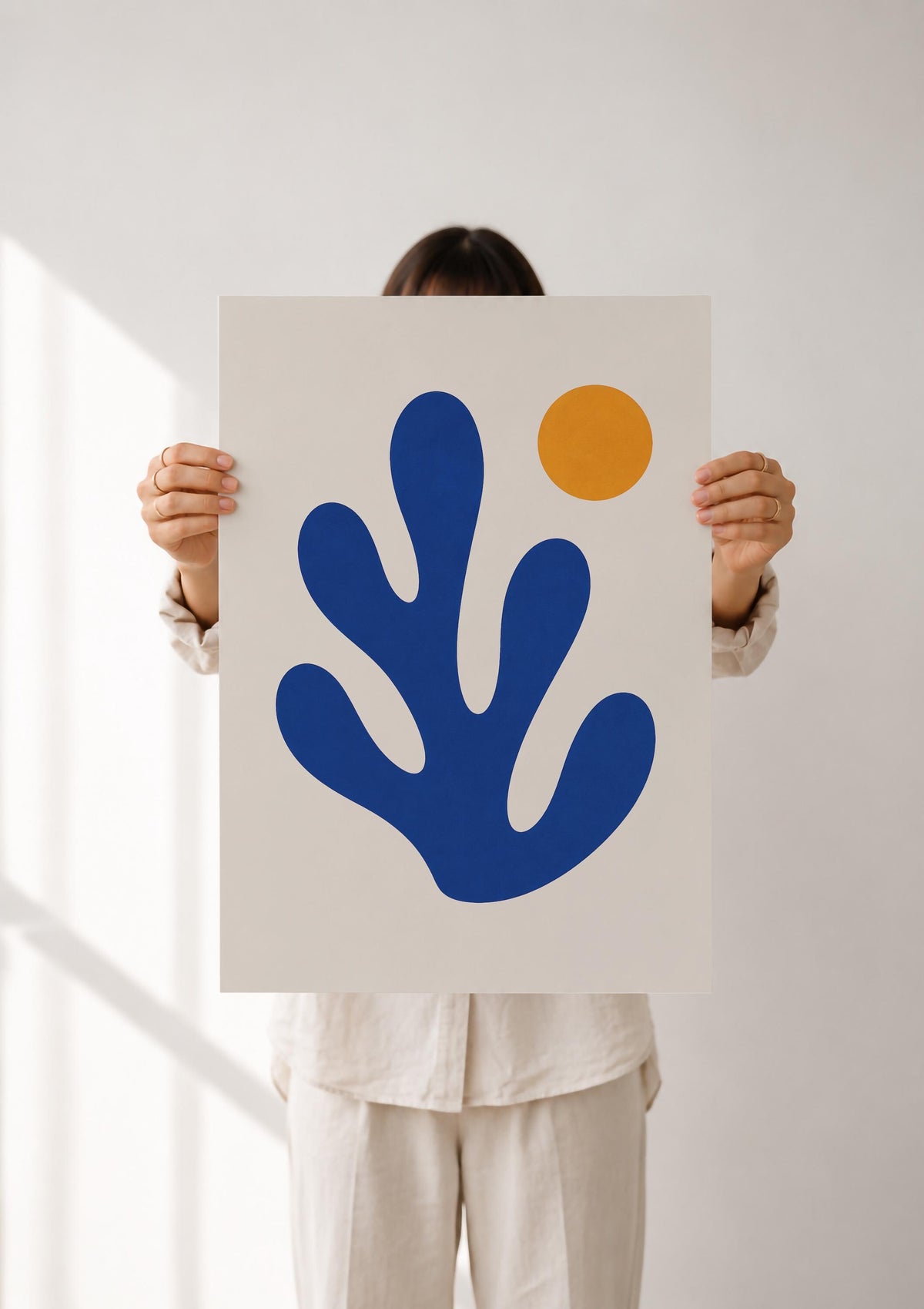 Drift Abstract Blue Coral Print | Matisse Inspired Modern Coastal Wall Art | Framed or Unframed