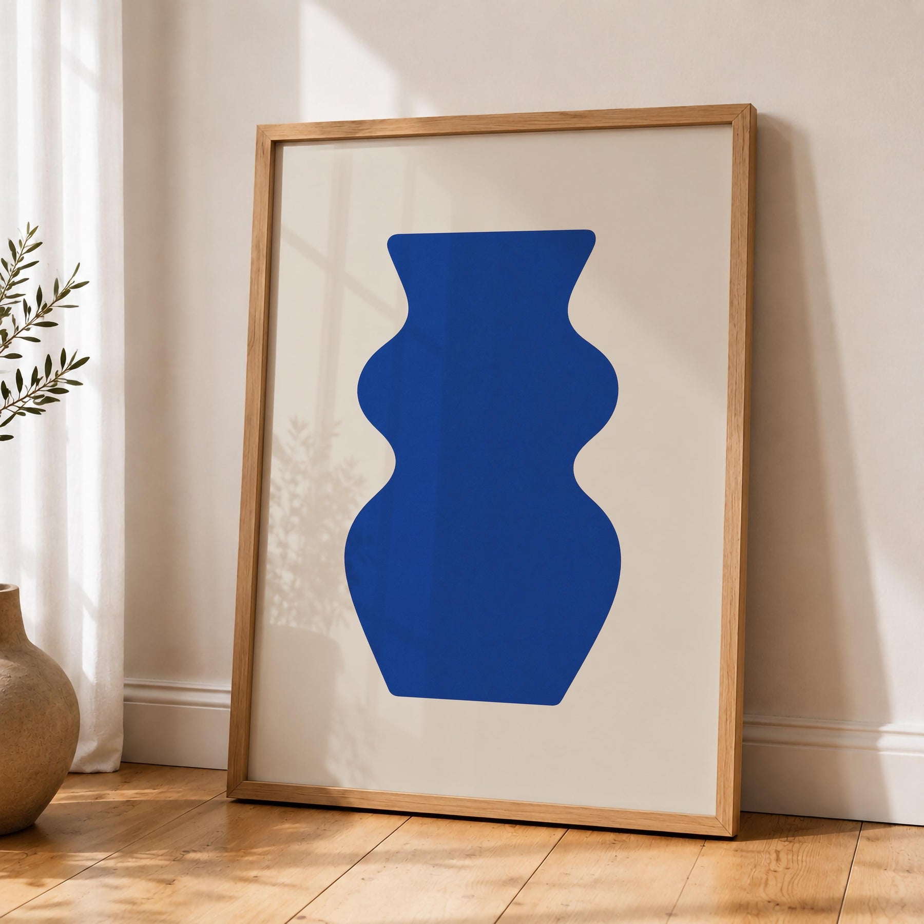 Contour Blue Vase Print | Abstract Minimalist Wall Art, Organic Home Decor | Framed or Unframed