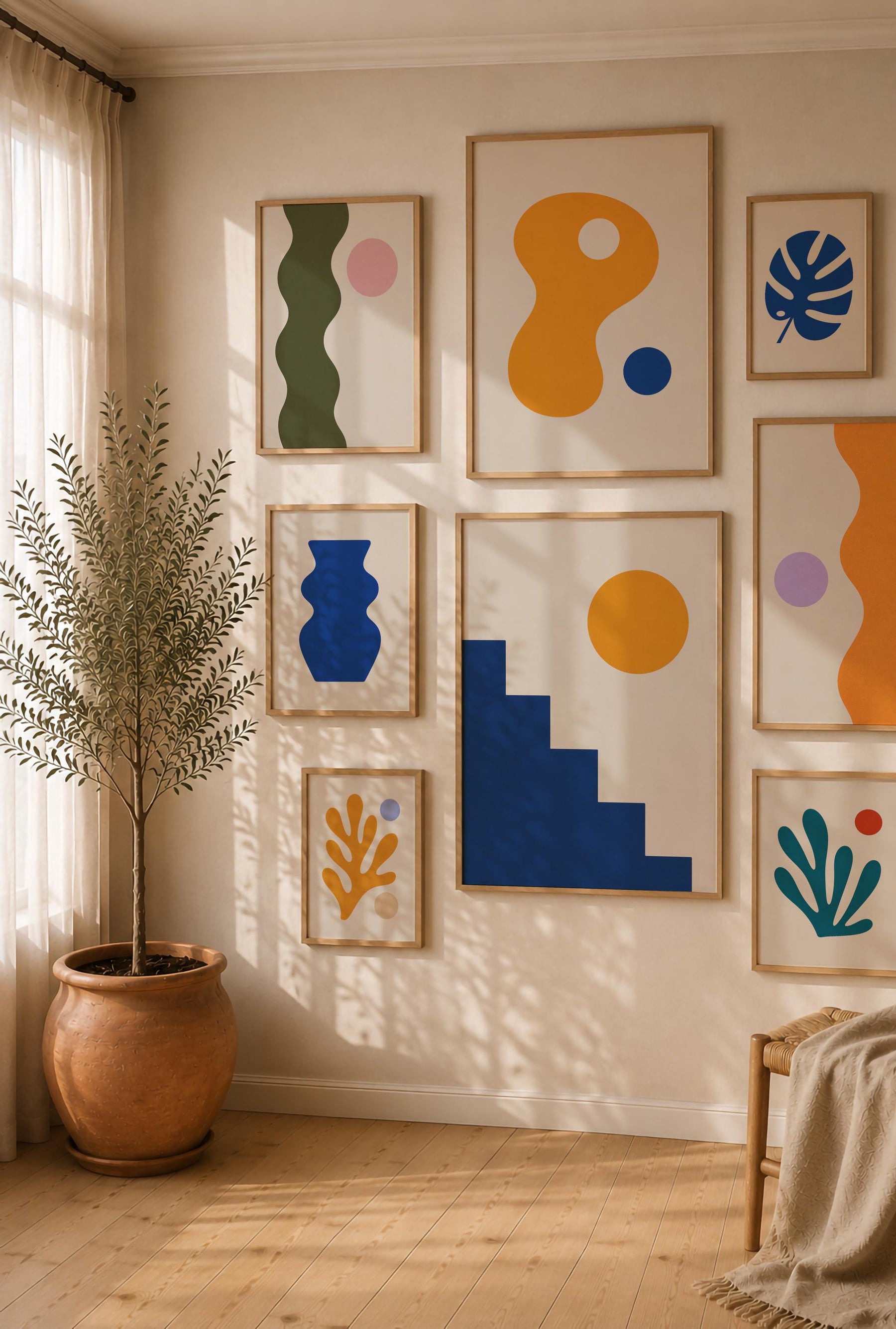 Contour Blue Vase Print | Abstract Minimalist Wall Art, Organic Home Decor | Framed or Unframed