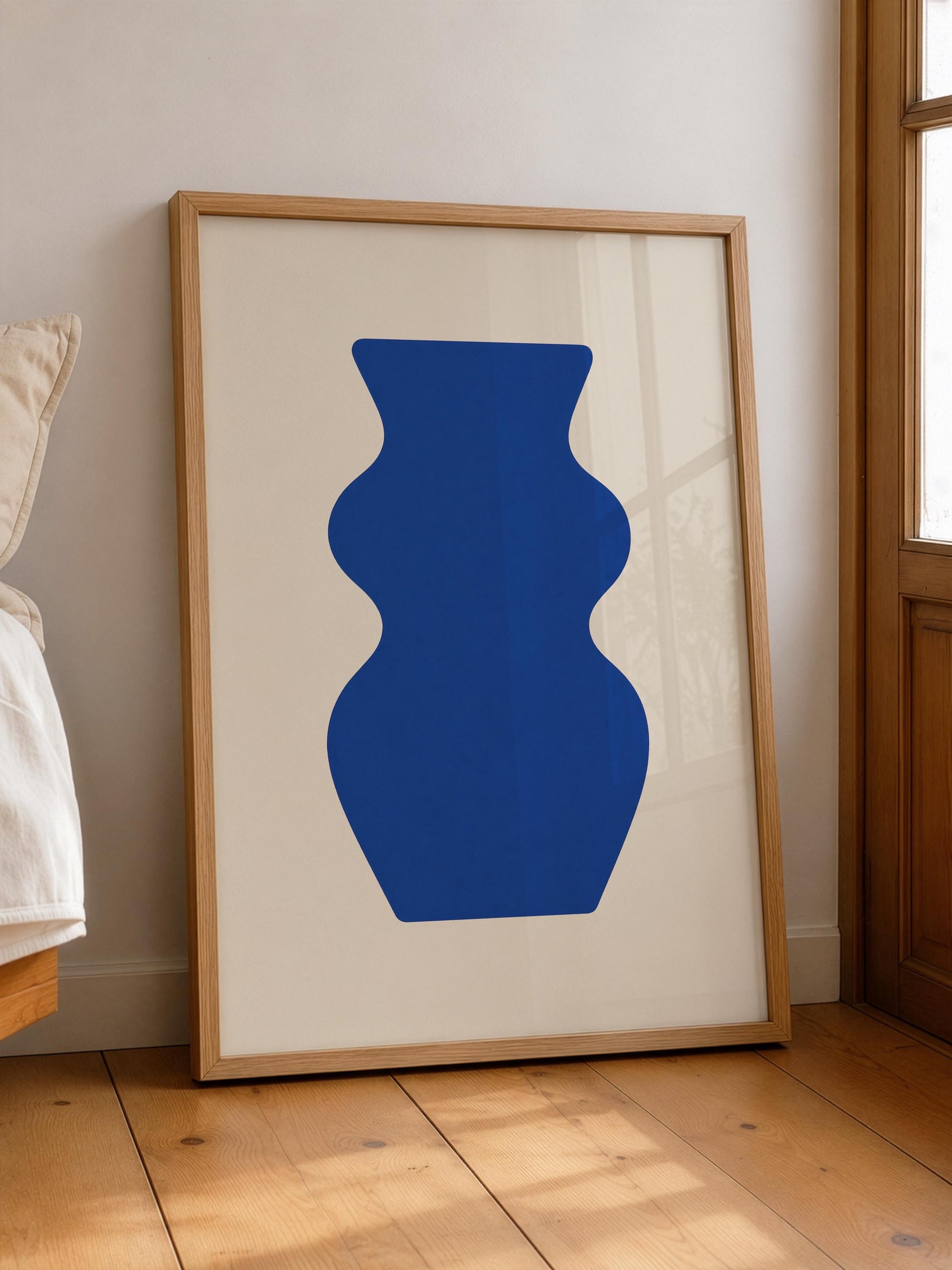 Contour Blue Vase Print | Abstract Minimalist Wall Art, Organic Home Decor | Framed or Unframed