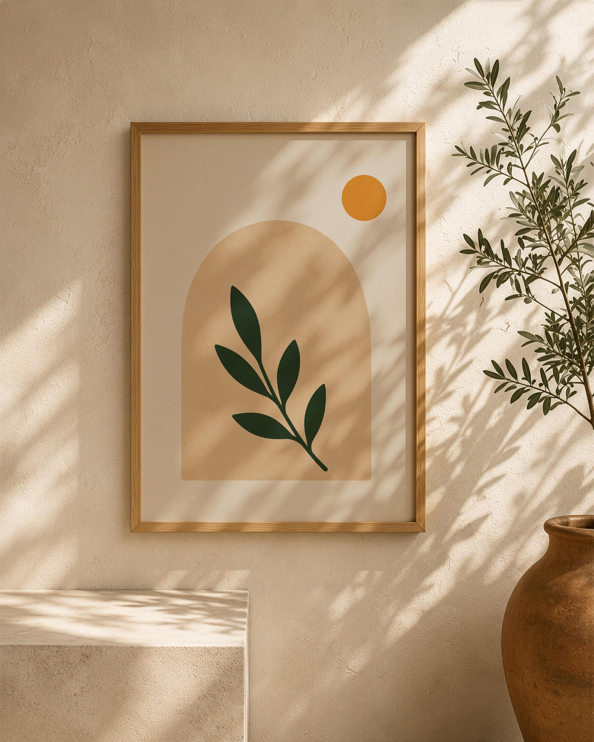 Arco Abstract Archway Botanical Print | Minimalist Leaf Wall Art, Scandinavian Poster | Framed or Unframed